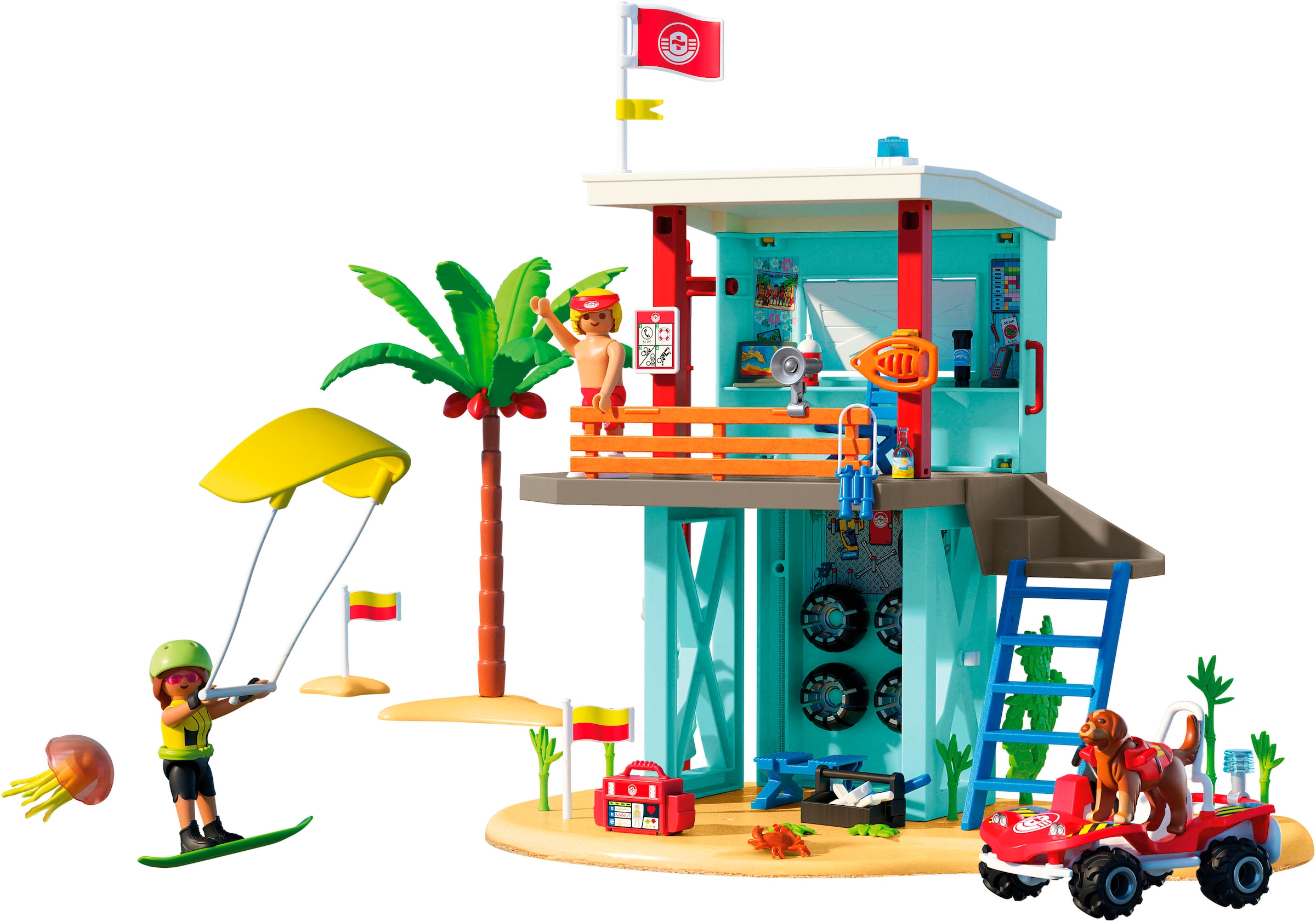 Playmobil® Konstruktions-Spielset »Rettungsturm mit Beach buggy (71903), My Life«, (125 St.), Made in Europe