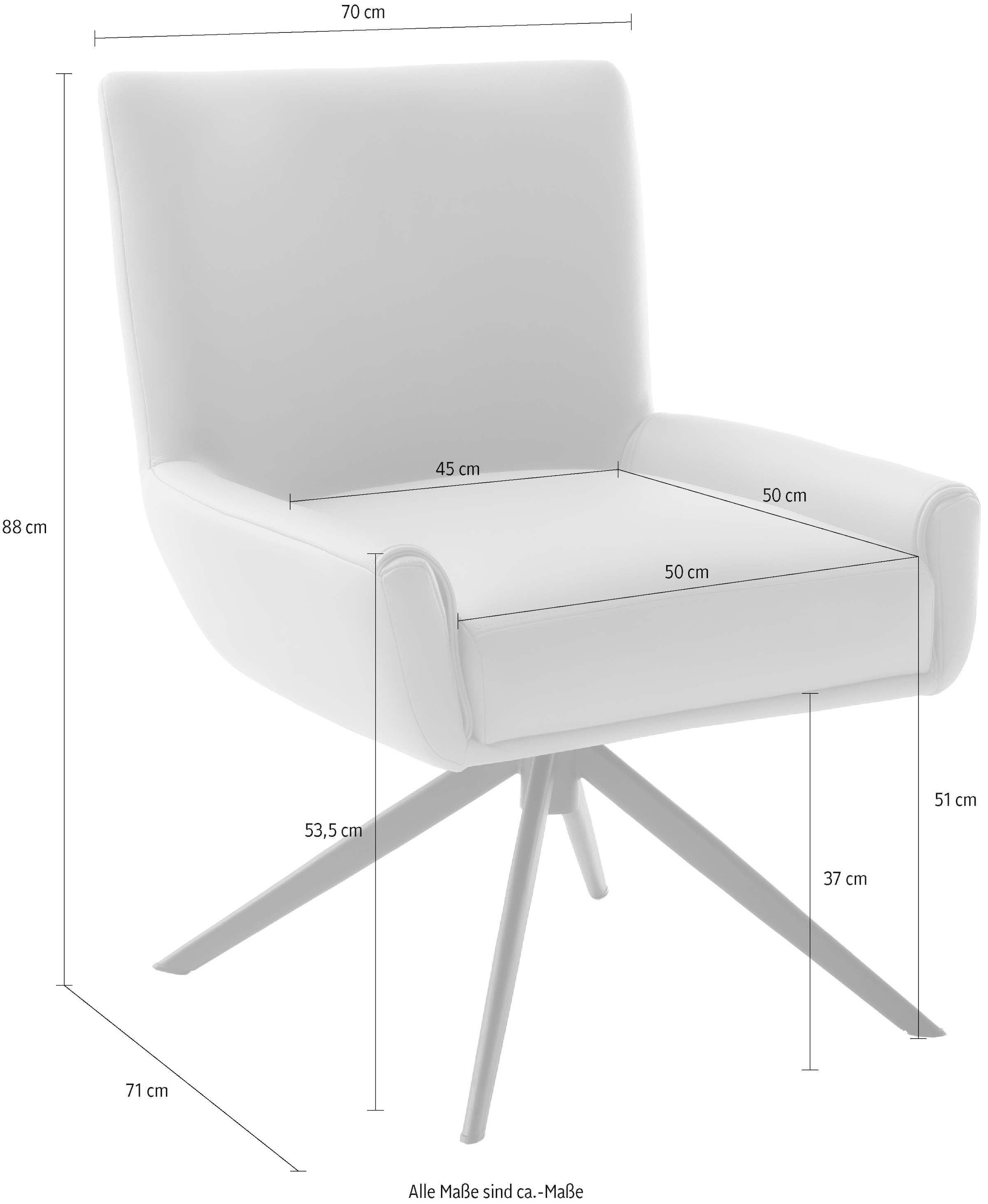 MCA furniture 4-Fußstuhl »WILSON Esszimmerstuhl, Armlehnstuhl, Polsterstuhl, modern«, (Set), 1 St., Flachgewebe, Stuhl, Armlehnenstuhl, drehbar, Taschenfederkern, belastbar 160 kg,XXL
