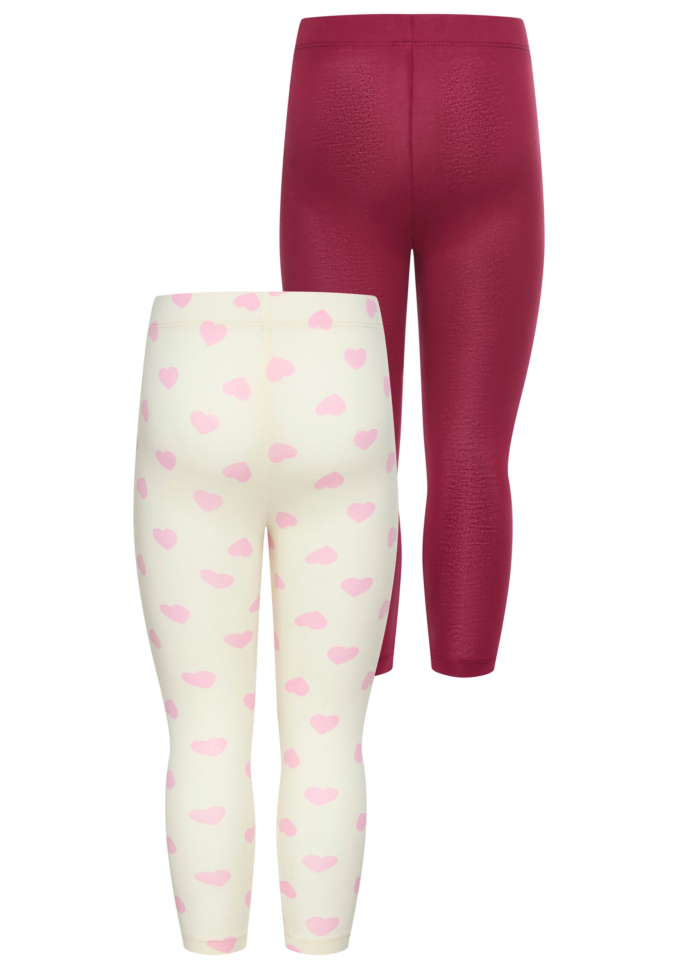KIDSWORLD Leggings »2er Pack Uni + Allover-Print Leggings«, (2 tlg.), 2er Pack Leggings mit Herzen