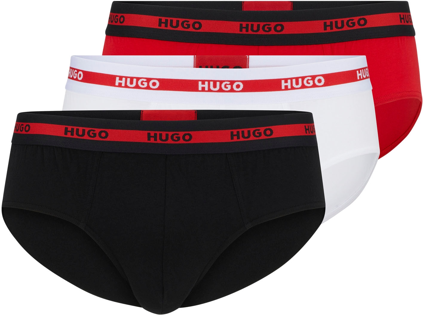 HUGO Underwear Slip, (Packung, 3 St., Im Dreierpack), mit Kontraststreifen und Logoschriftzügen auf dem Bund