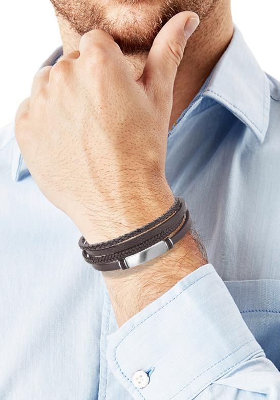 s.Oliver ID Armband »2022621«, aus Edelstahl + Leder kaufen bei OTTO