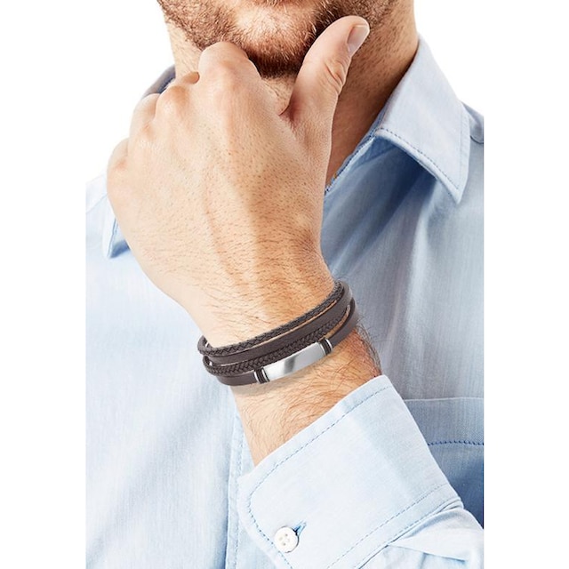 s.Oliver ID Armband »2022621«, aus Edelstahl + Leder kaufen bei OTTO