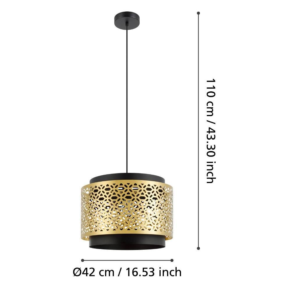 EGLO Hängeleuchte »SANDBACH«, 1 flammig, Leuchtmittel E27 | ohne Leuchtmittel, Pendelleuchte, Messing und Metall in Schwarz, E27 Fassung, Ø 42 cm