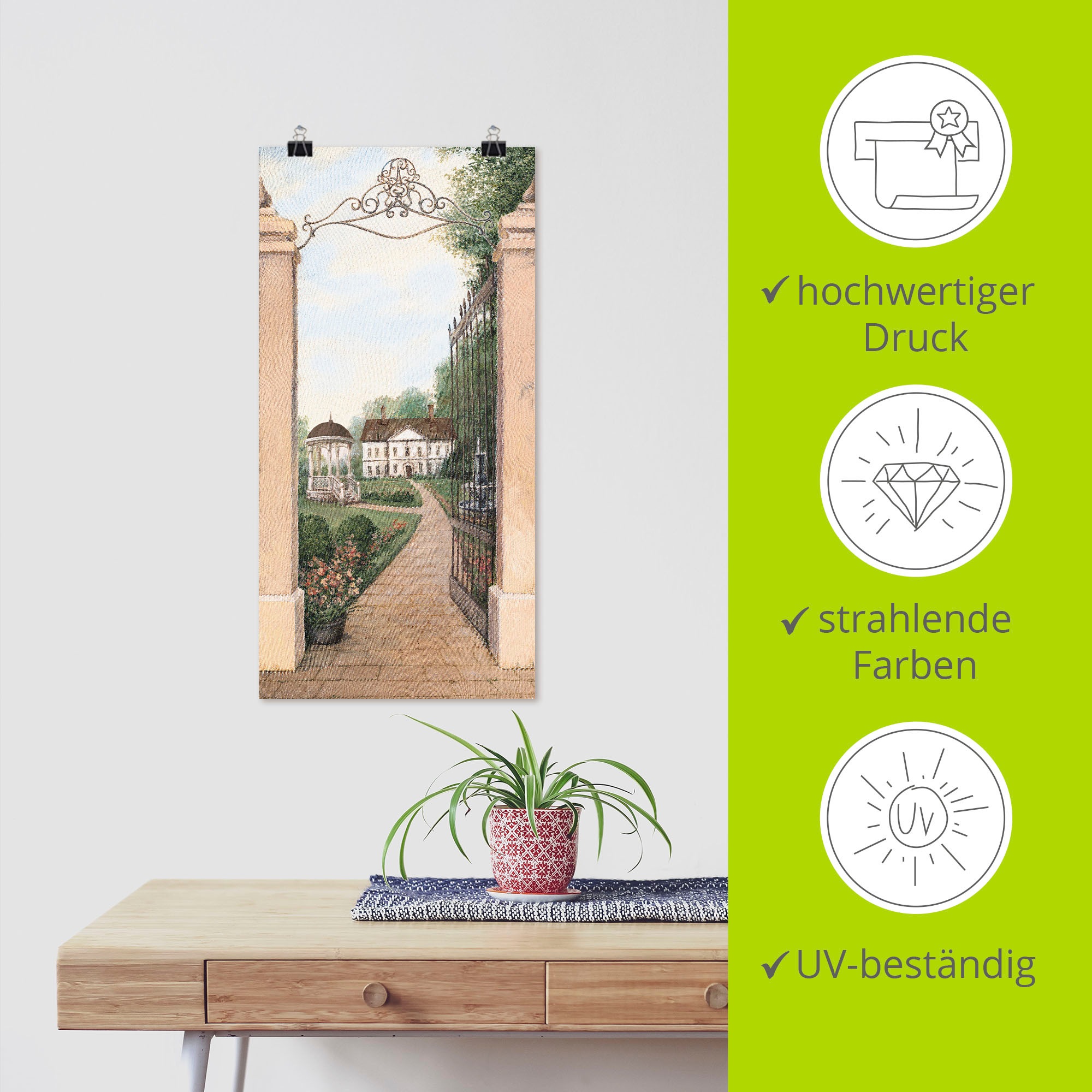 Artland Wandbild »Blick auf Gutshaus«, Gebäude, (1 St.), als Leinwandbild, Poster in verschied. Größen
