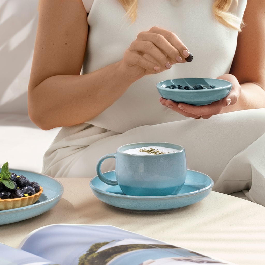 like. by Villeroy & Boch Tasse »Kaffeetassen Perlemor Aqua 190 ml 6er Set blau« Spülmaschinengeeignet, Mikrowellengeeignet