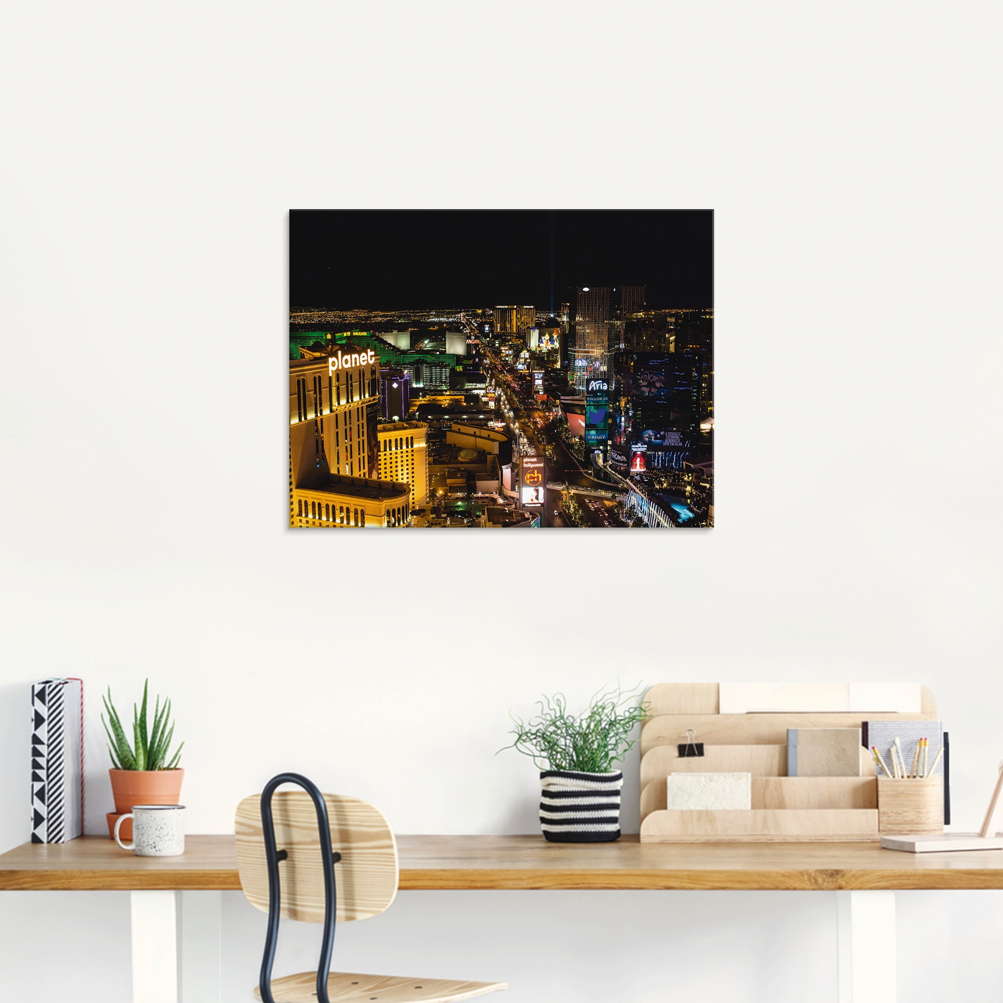 Artland Glasbild »Las Vegas bei Nacht«, Amerika, (1 St.), in verschiedenen Größen