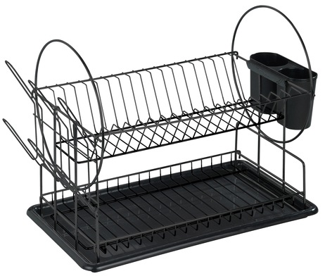 Wenko Geschirrständer »Modell Premium Do« Geschirrabtropfer mit Besteckkorb und Tassenhalter, 2 Etagen in schwarz