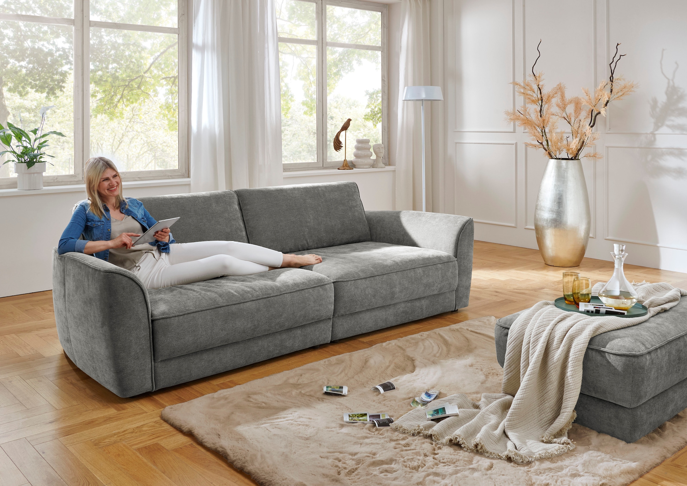 Die PlanBar Big-Sofa »Bigsofa ZE-EM24138, B: 264 cm« SoftSitz-Kaltschaumpolsterung, wahlweise mit Sitztiefenverstellung