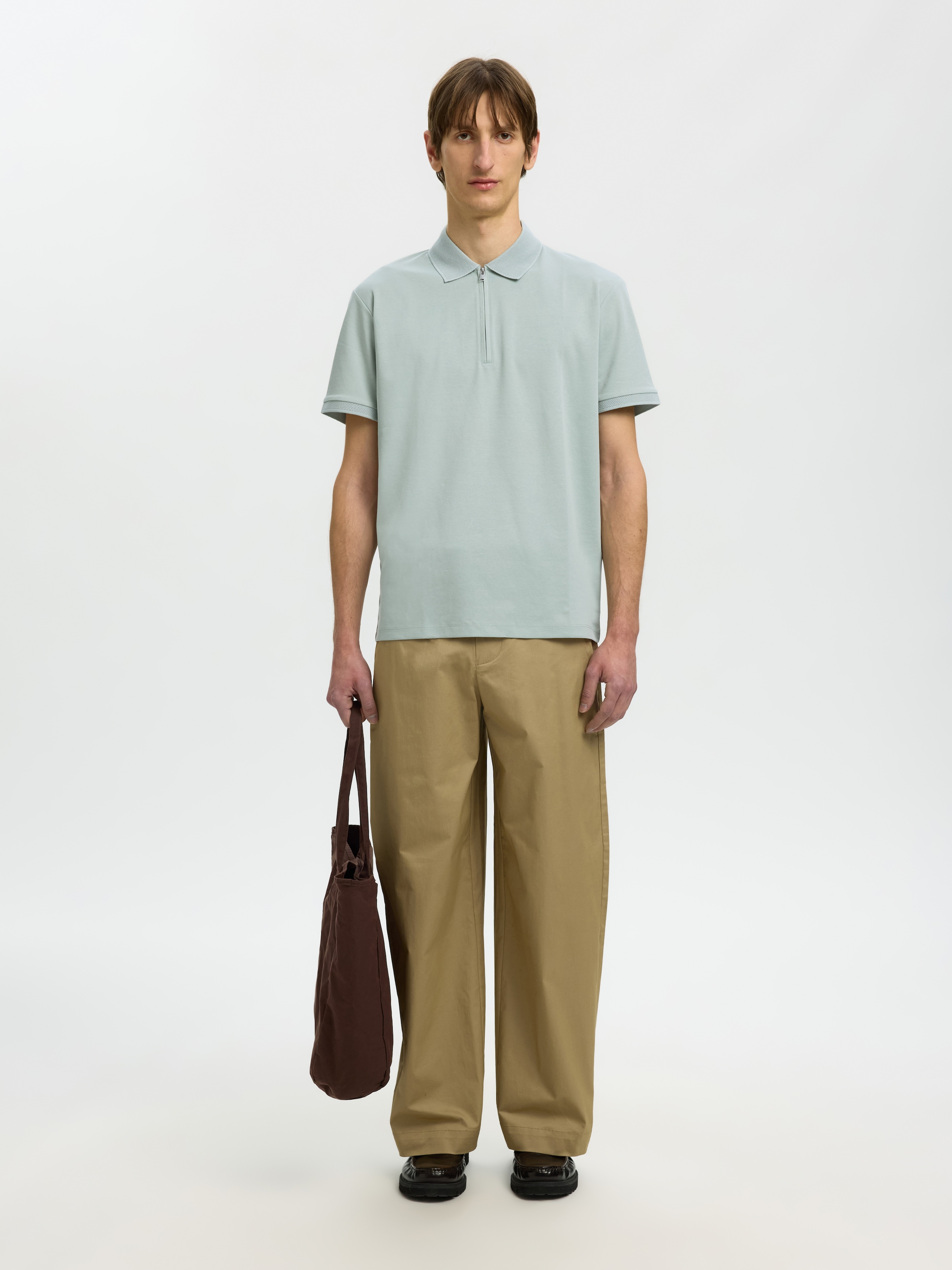 SELECTED Poloshirt »SLHFAVE ZIP SS POLO NOOS« Baumwollmischung, regular fit