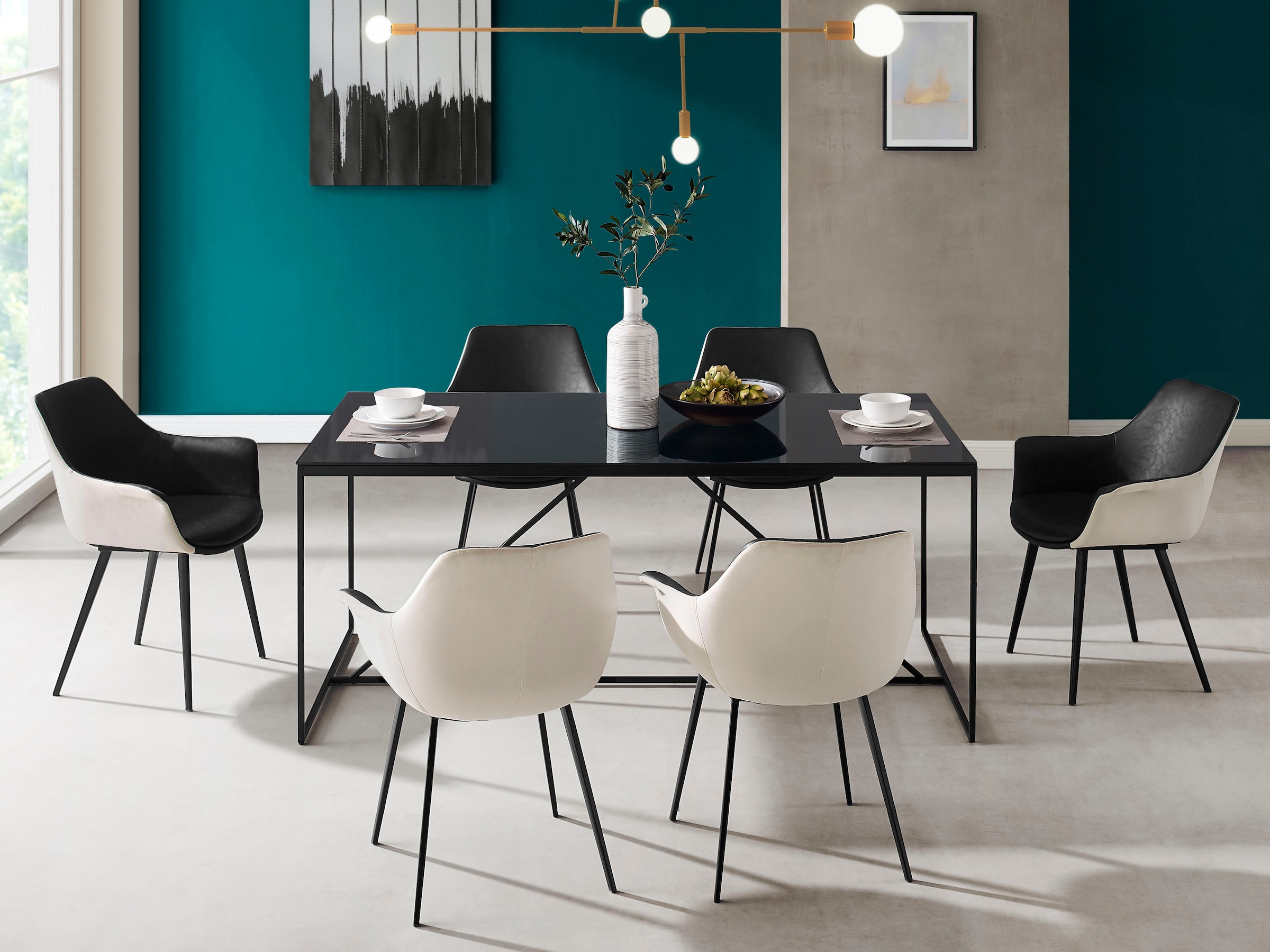 INOSIGN Esstisch »Esra, TOPSELLER!«, Gestell aus Metall, Tischplatte aus Glas