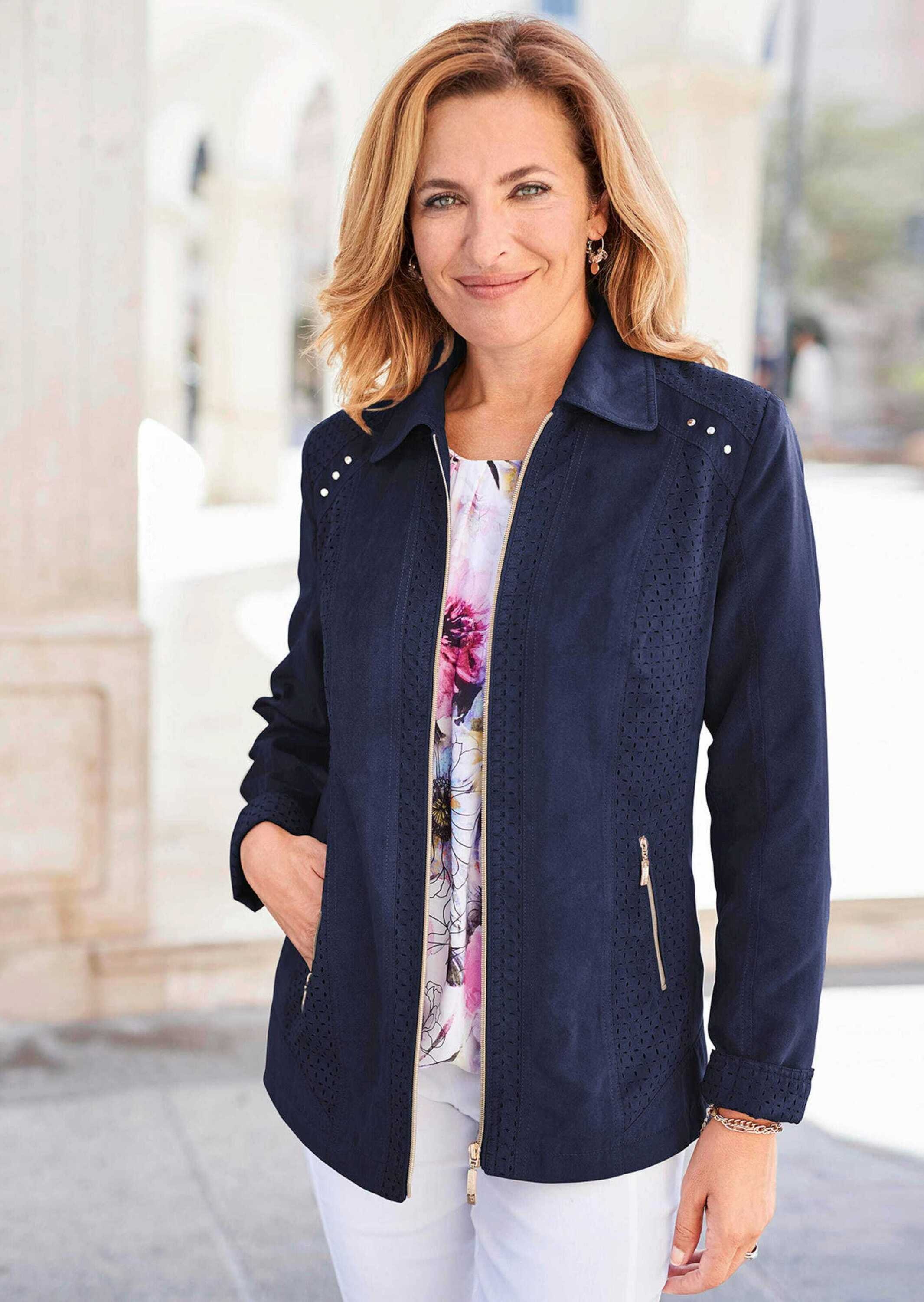 GOLDNER Jackenblazer »Kurzgröße Velourslederimitat-Blazer«