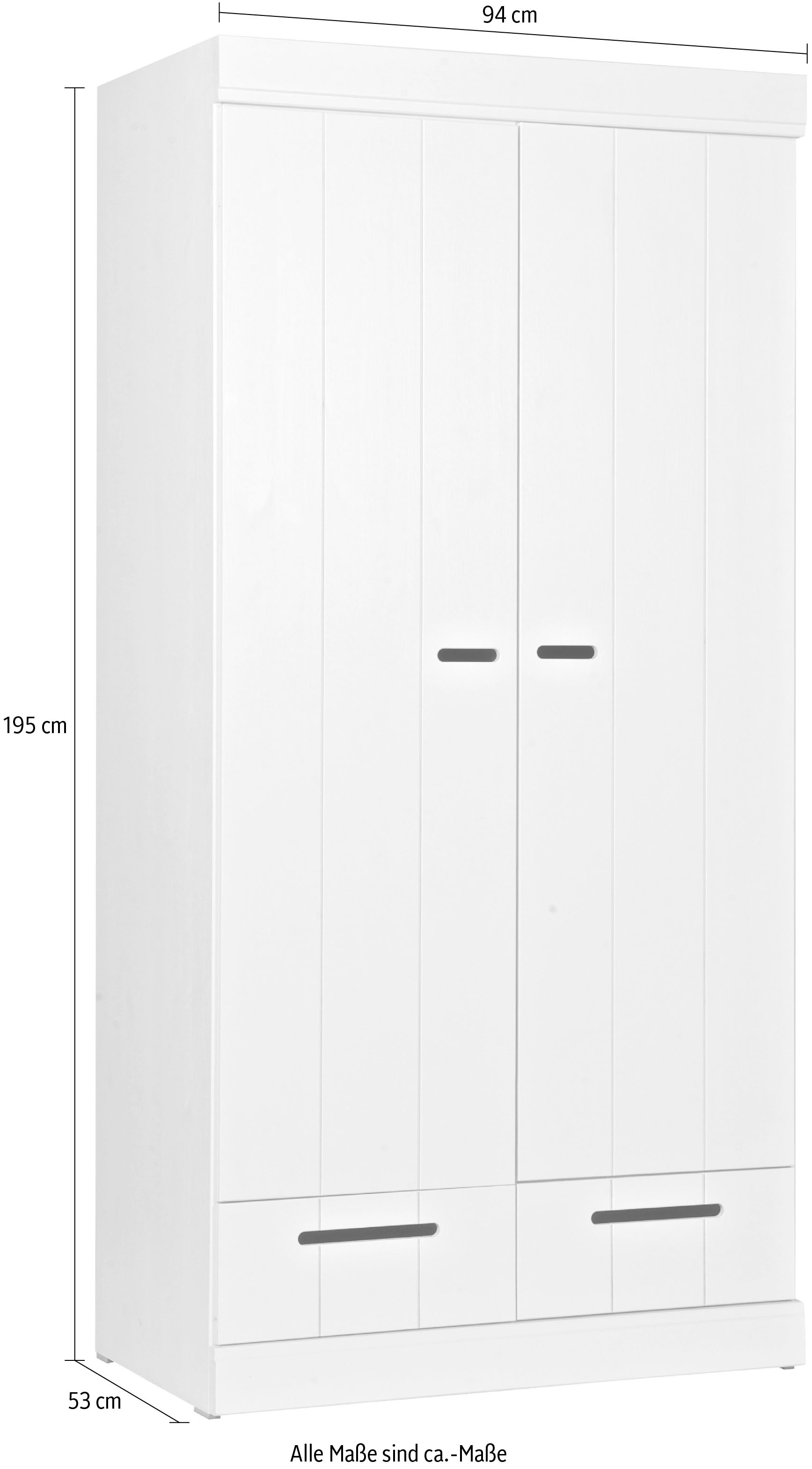 WOOOD Kleiderschrank »Connect Kiefer massiv FSC® Korpus Schiebetüren Schubladen« Stapelbar kombinierbar, Metall Schubladenführung