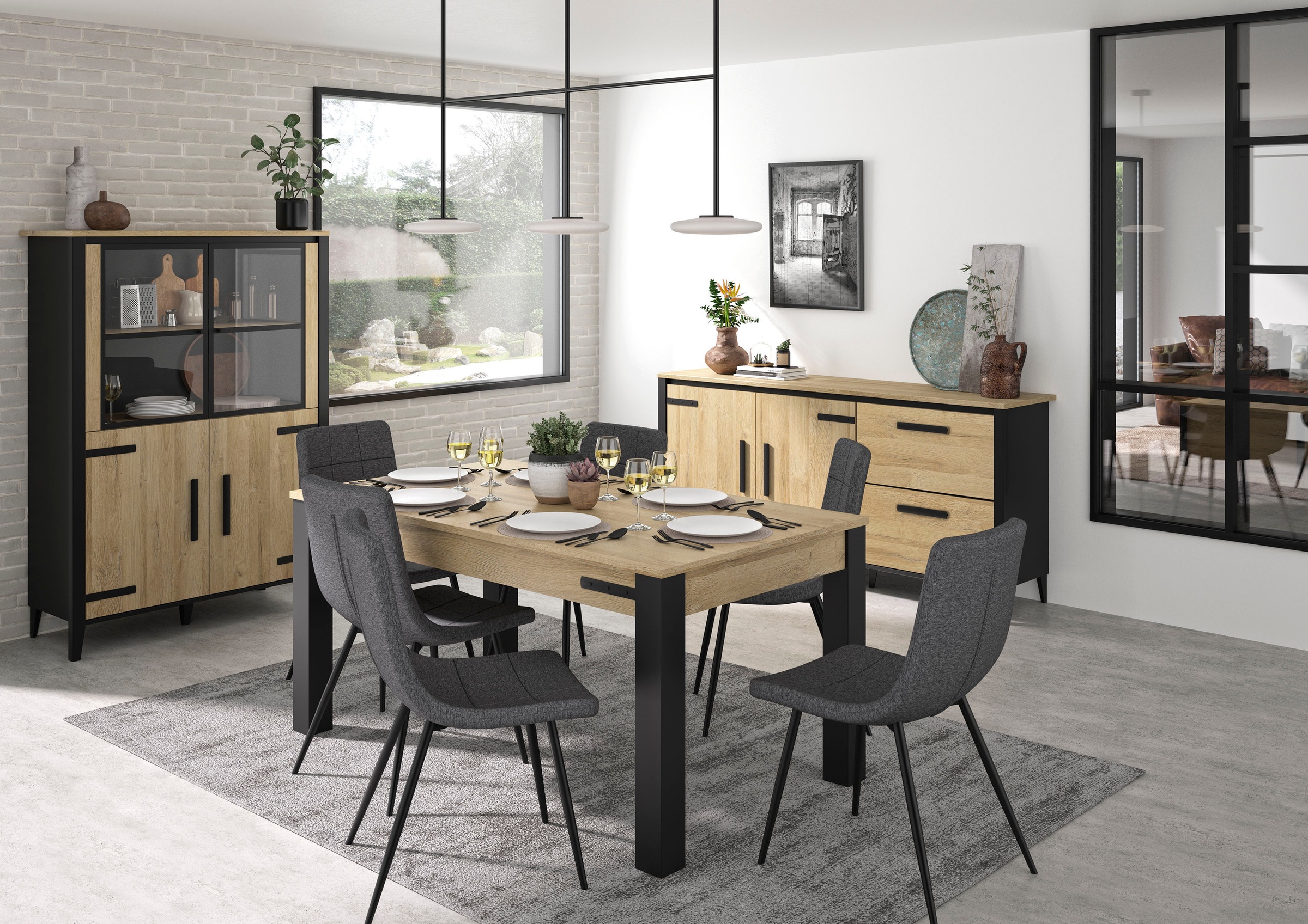 Gami Buffet »Cork« 2 Türen und 2 große Schubladen. in schwarz, Größe B/H/T: 191 cm x 90 cm x 45 cm