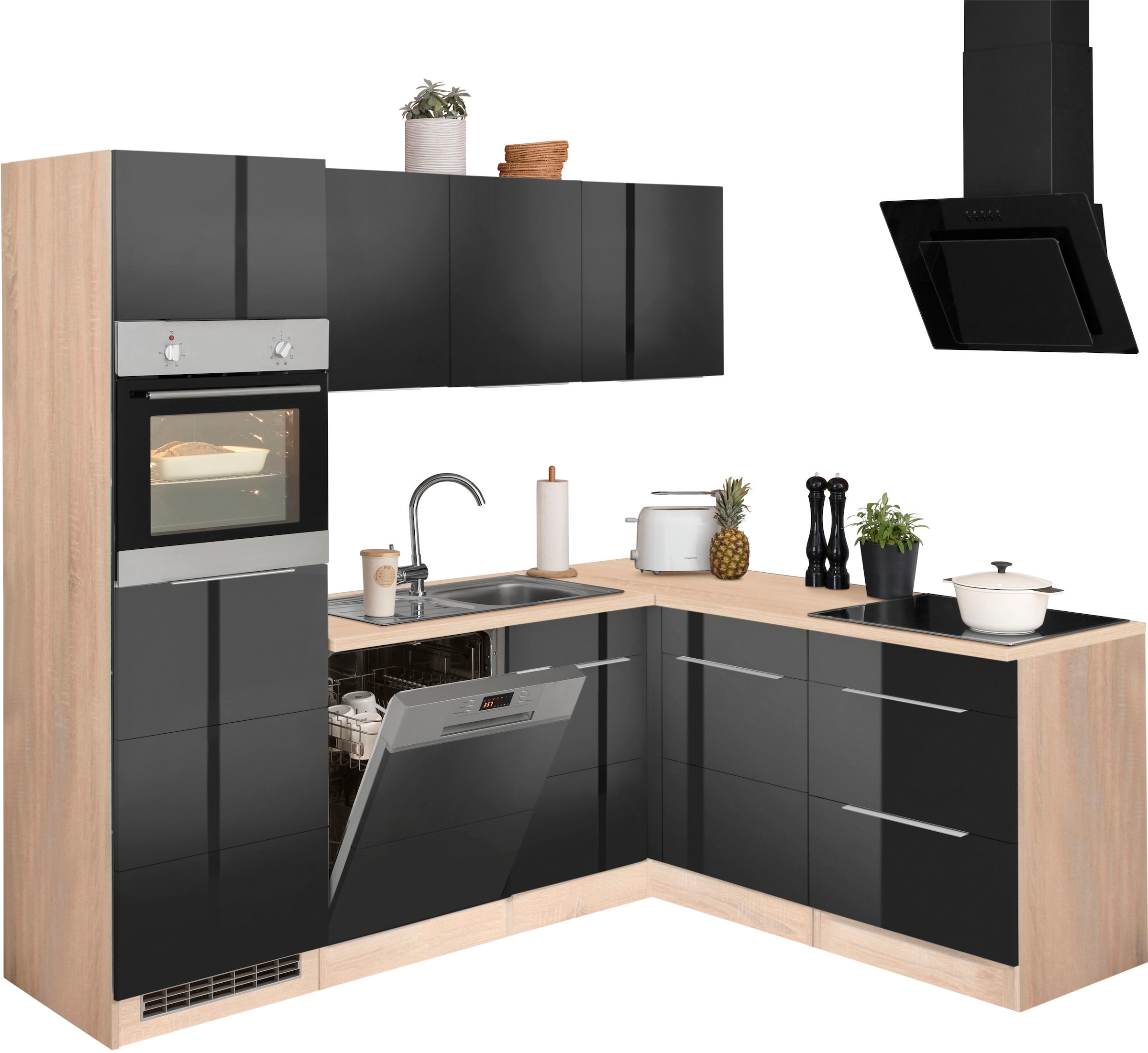 KOCHSTATION Winkelküche »KS-Brindisi« Stellbreite 230/170 cm, wahlweise mit E-Geräten, mit MDF-Fronten