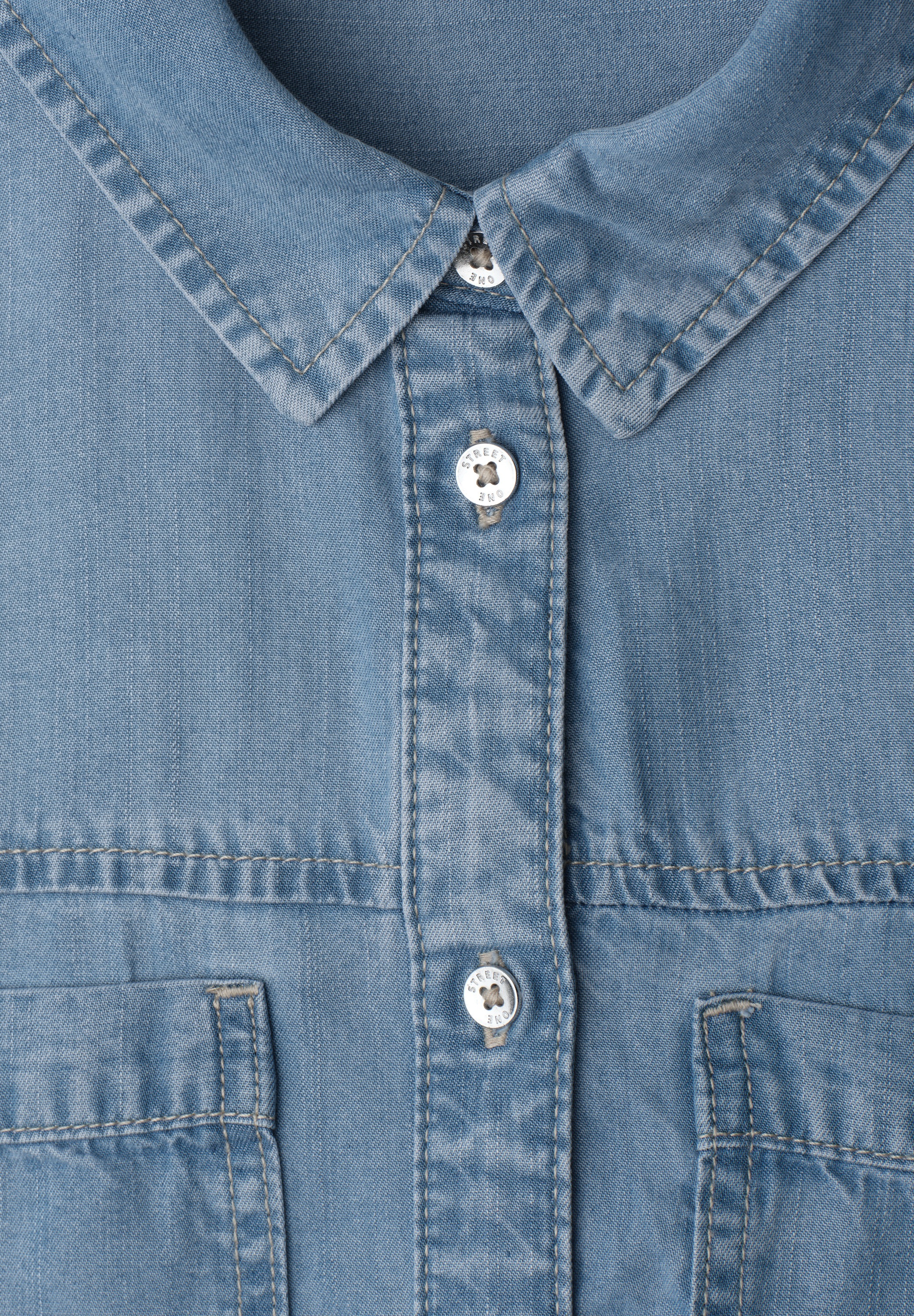 STREET ONE Jeanskleid Brusttaschen | Eingrifftaschen seitliche Schlitze, washed Look