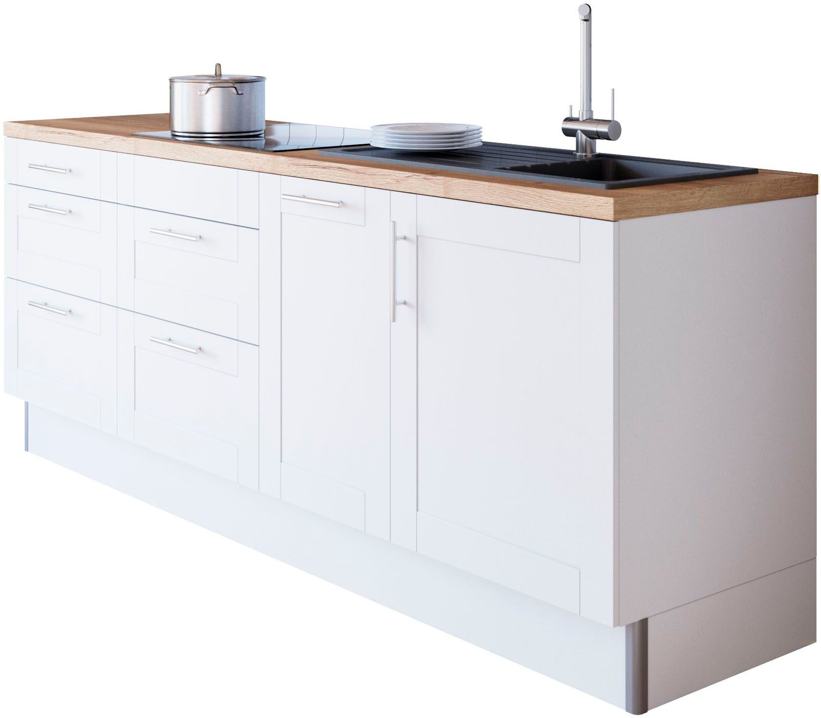 KOCHSTATION Küche »KS-Ahus« Breite 225 cm, wahlw. Mit E-Geräten, Soft Close Funktion, MDF Fronten