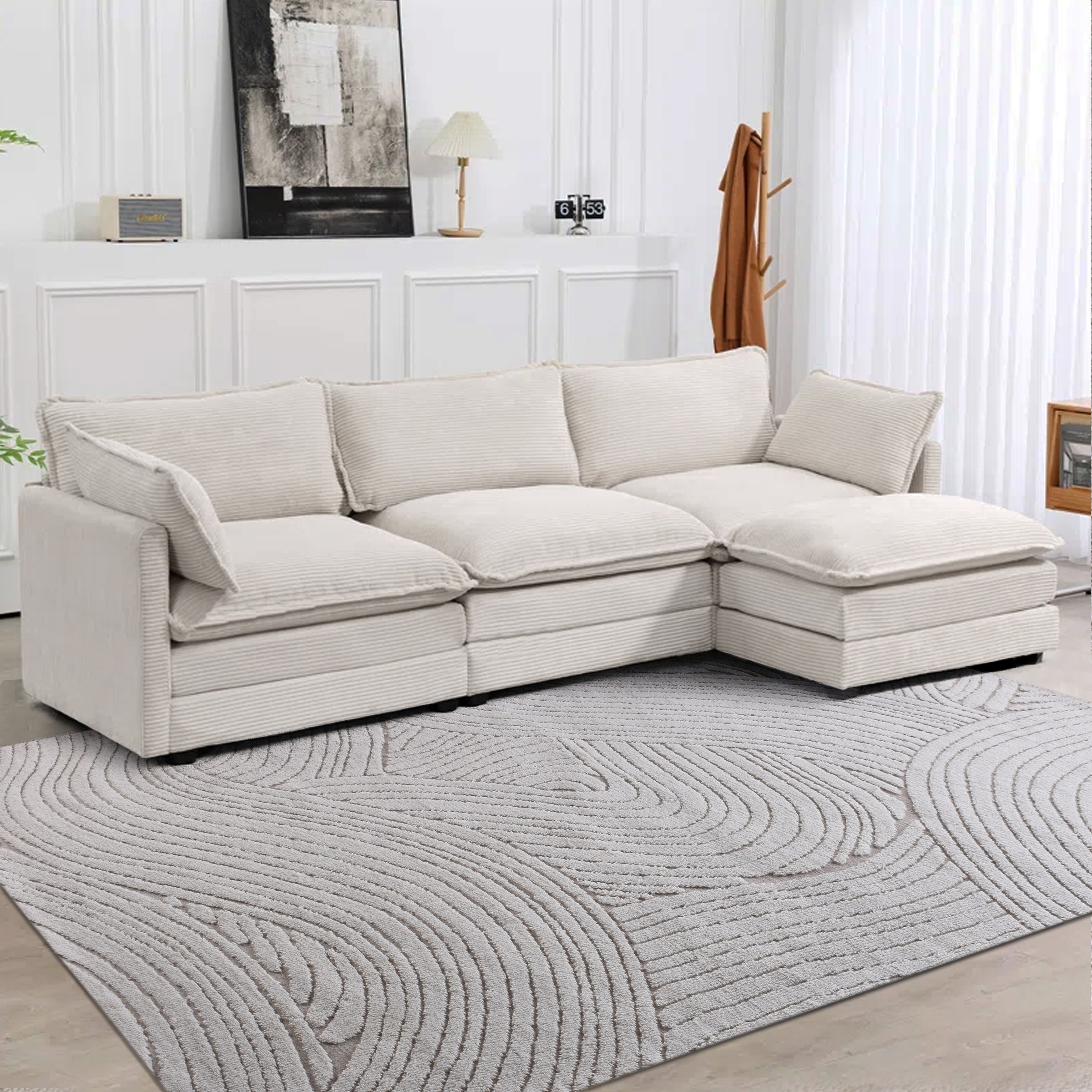 my home Wollteppich »Falun, handgewebt, Wolle, Hoch-Tief-Struktur«, rechteckig, 12 mm Höhe, einfarbig, Wolle, Teppich, Wohnzimmer, Schlafzimmer, Esszimmer
