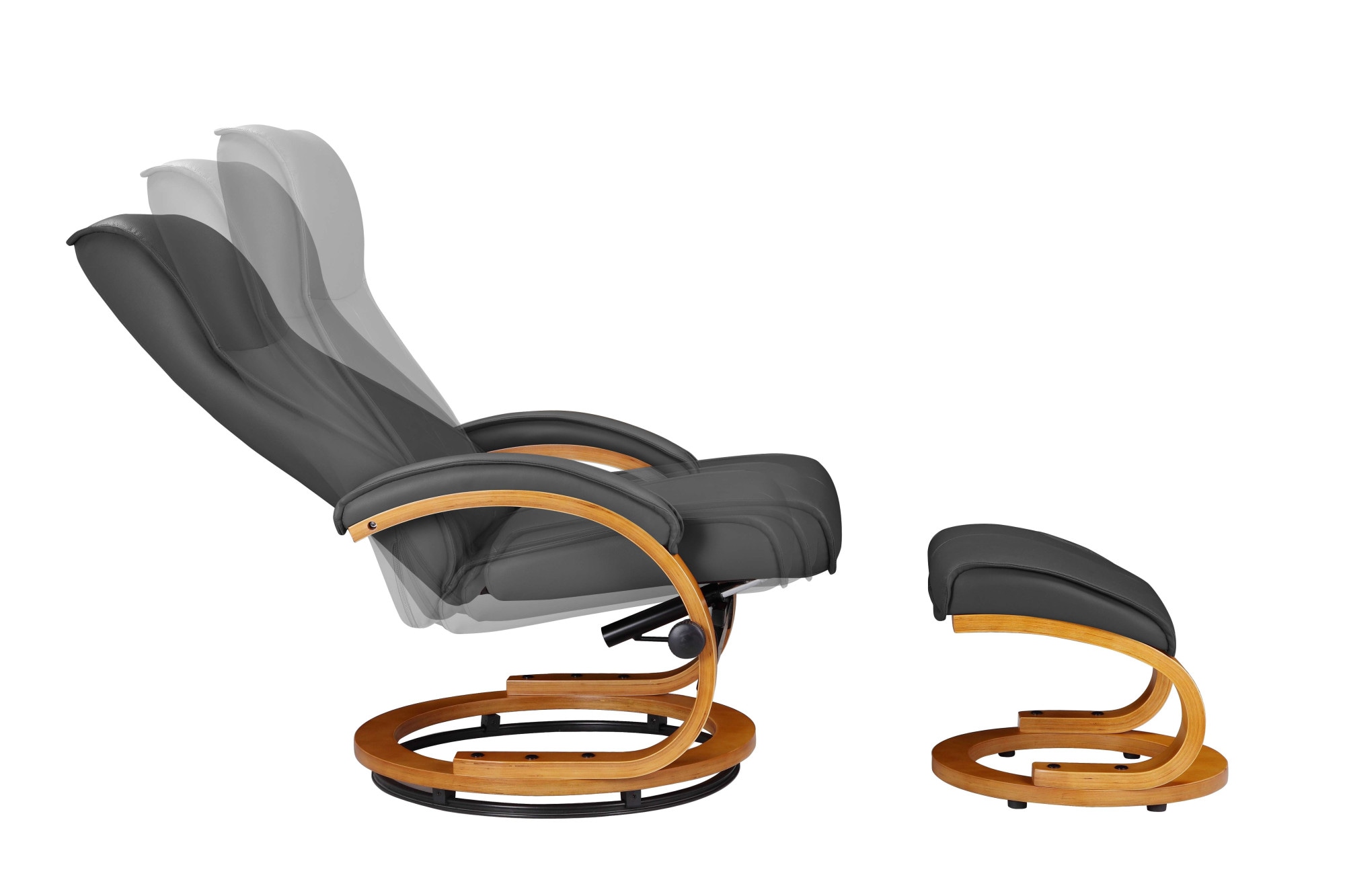 Home affaire Relaxsessel »Paris, TV-Sessel mit Hocker und manueller Liegefunktion«, (Set, 2 St., bestehend aus Sessel und Hocker), Set (Sessel und Hocker), Dreh- und Kippfunktion, NaturLEDER®