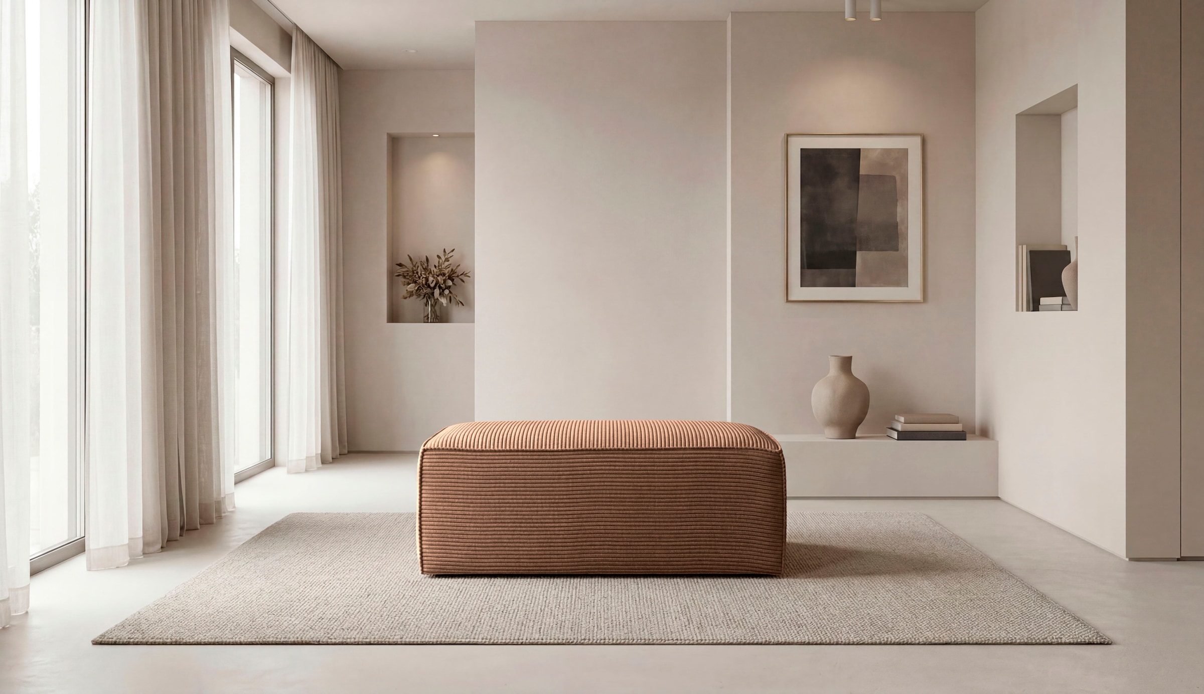 OTTO home Polsterhocker »Clayton Breite 96 cm« in einem trendigen Cord-Bezug