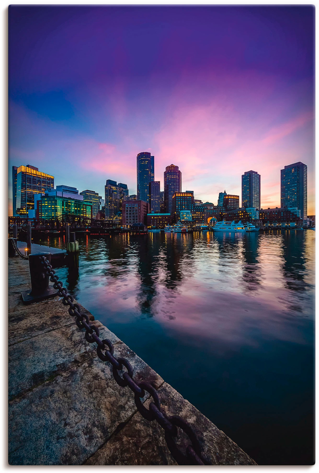 Artland Wandbild »Boston Fan Pier Park & Skyline«, Amerika, (1 St.), in vielen Größen & Produktarten - Alubild / Outdoorbild für den Außenbereich, Leinwandbild, Poster, Wandaufkleber / Wandtattoo auch für Badezimmer geeignet