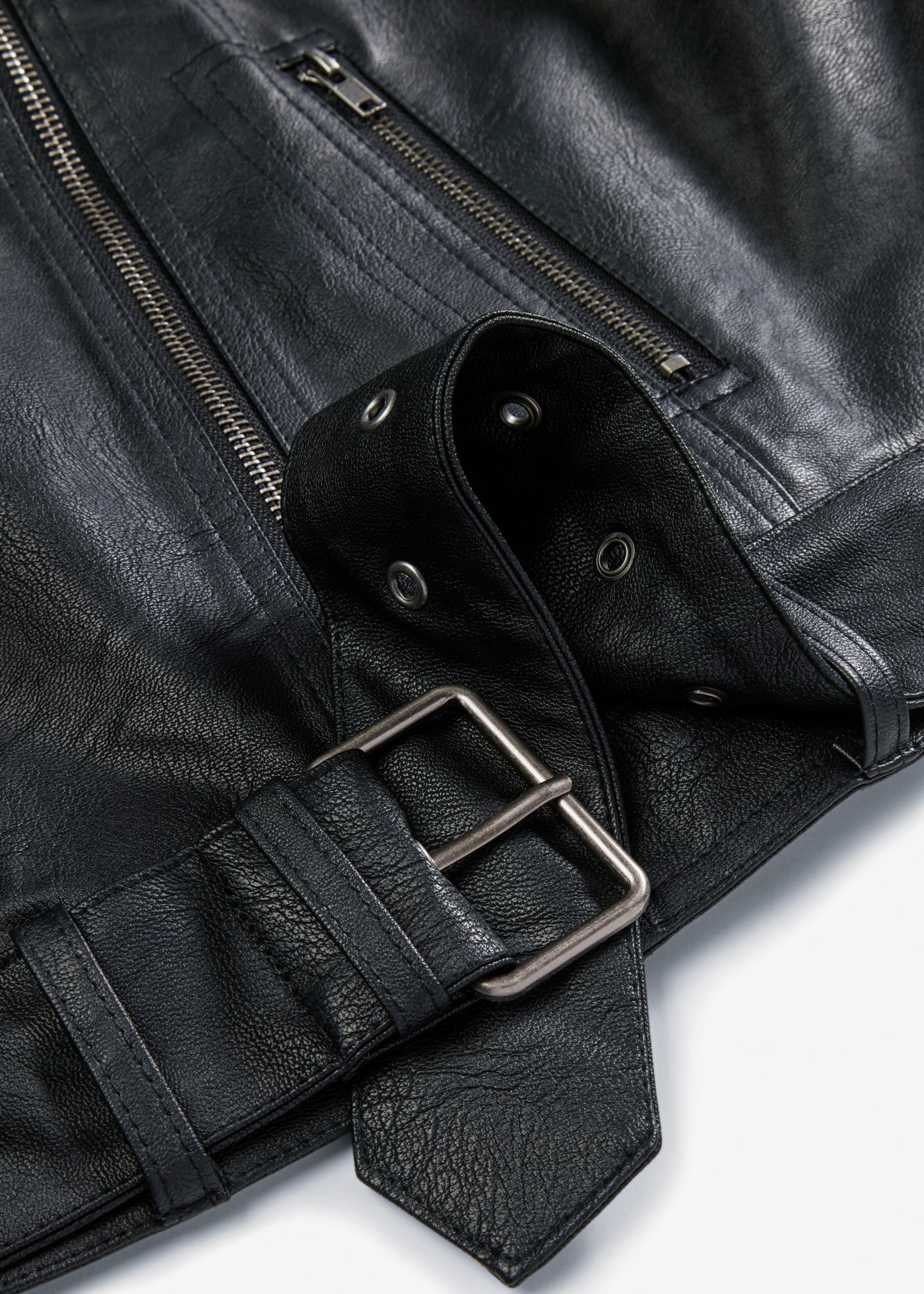 bonprix Bikerjacke mit Gürtelschlaufen und abnehmbarem Gürtel am Bund, aus Lederimitat