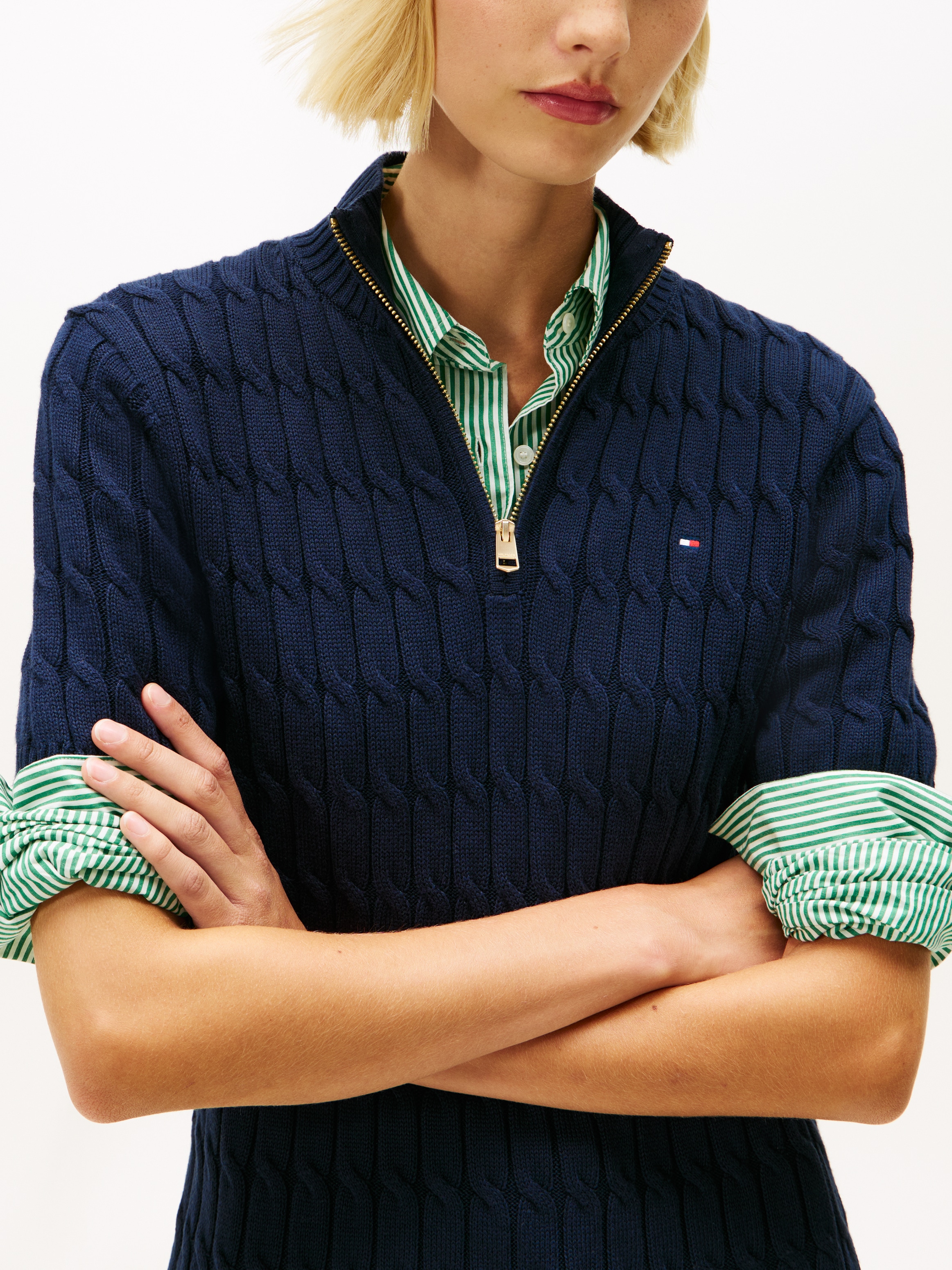 Tommy Hilfiger Minikleid »CO CABLE MID GG SHIFT MK DRESS« mit Zopfmuster