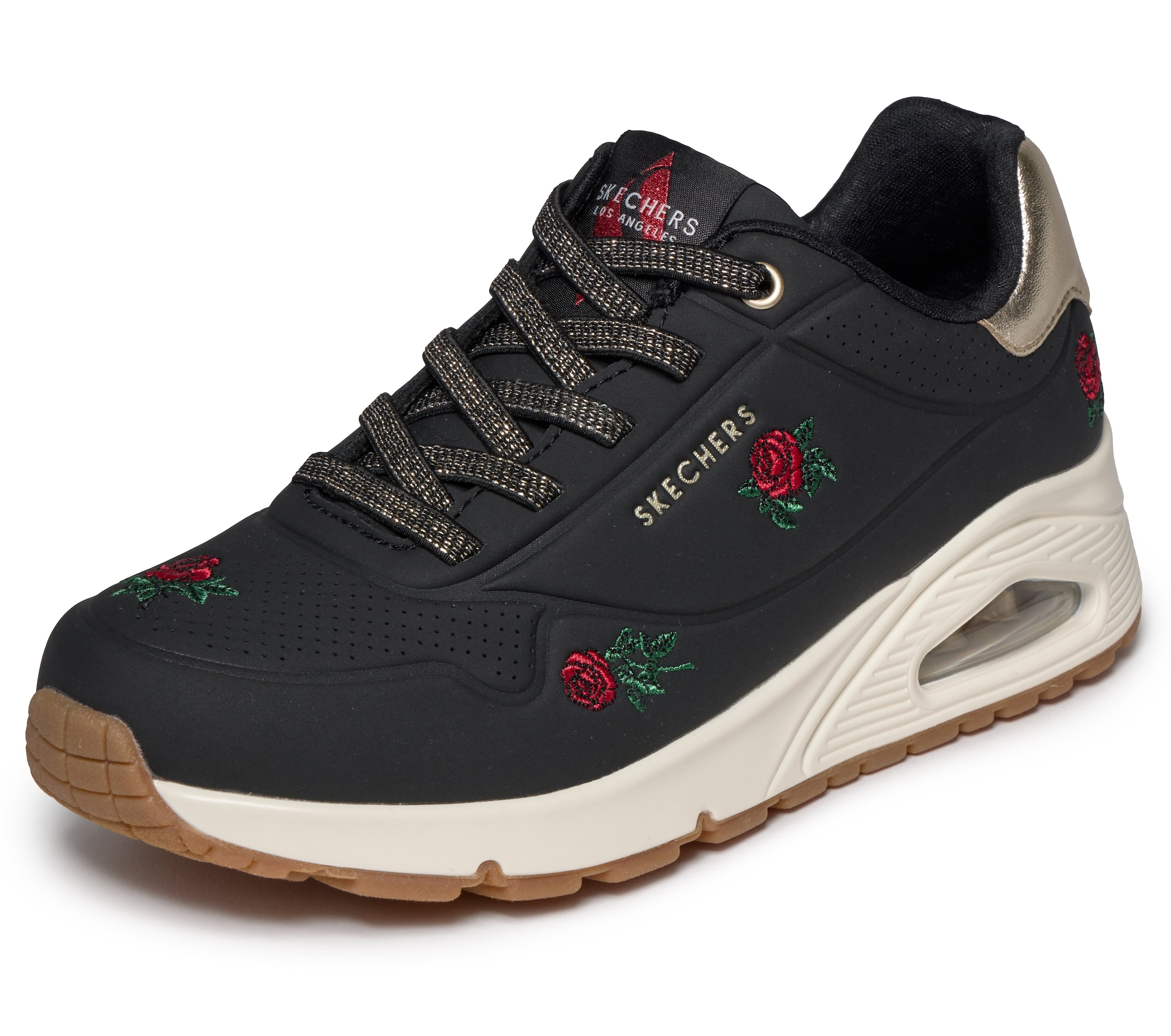 Skechers Sneaker »UNO-CHAMPAGNE & ROSES«  Freizeitsneaker, Halbschuh mit Rosen-Stickerei