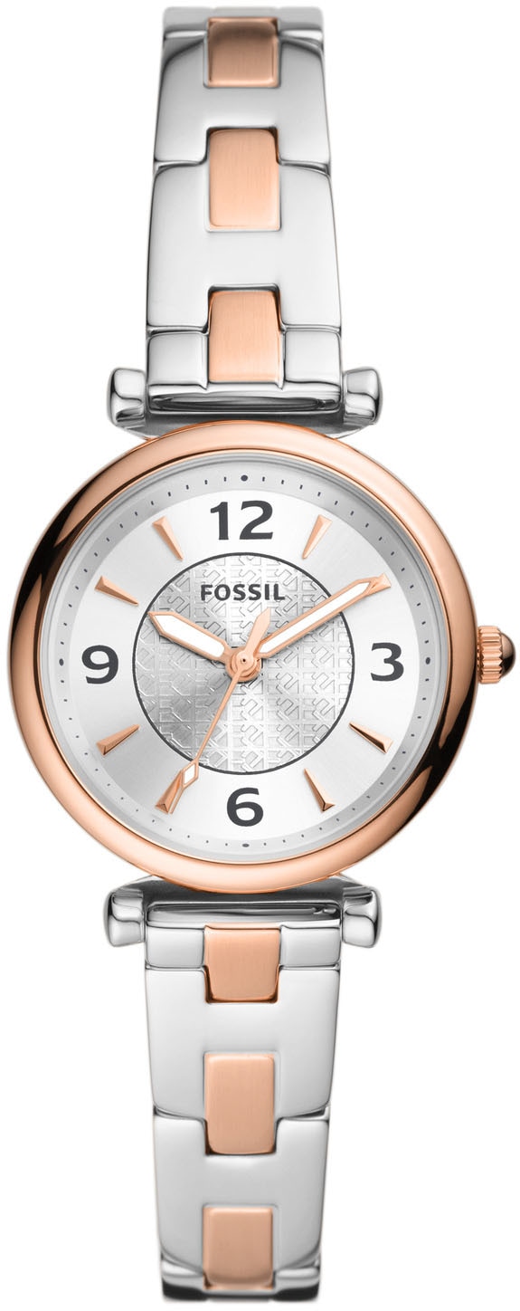 Fossil Quarzuhr »CARLIE MINI«, Armbanduhr, Damenuhr, Edelstahlarmband