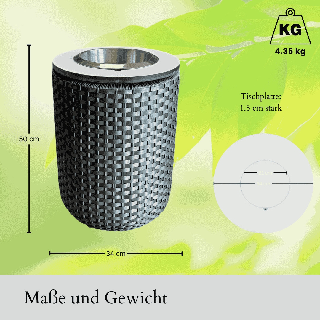 COOTAB Cooler Table Beistelltisch »4-in-1 Loungetisch mit Edelstahl-Kühler London 50 cm« 1 Stk. tlg. Wetterfest, Pflegeleicht, Hitzebeständig, Verstellbare Füße