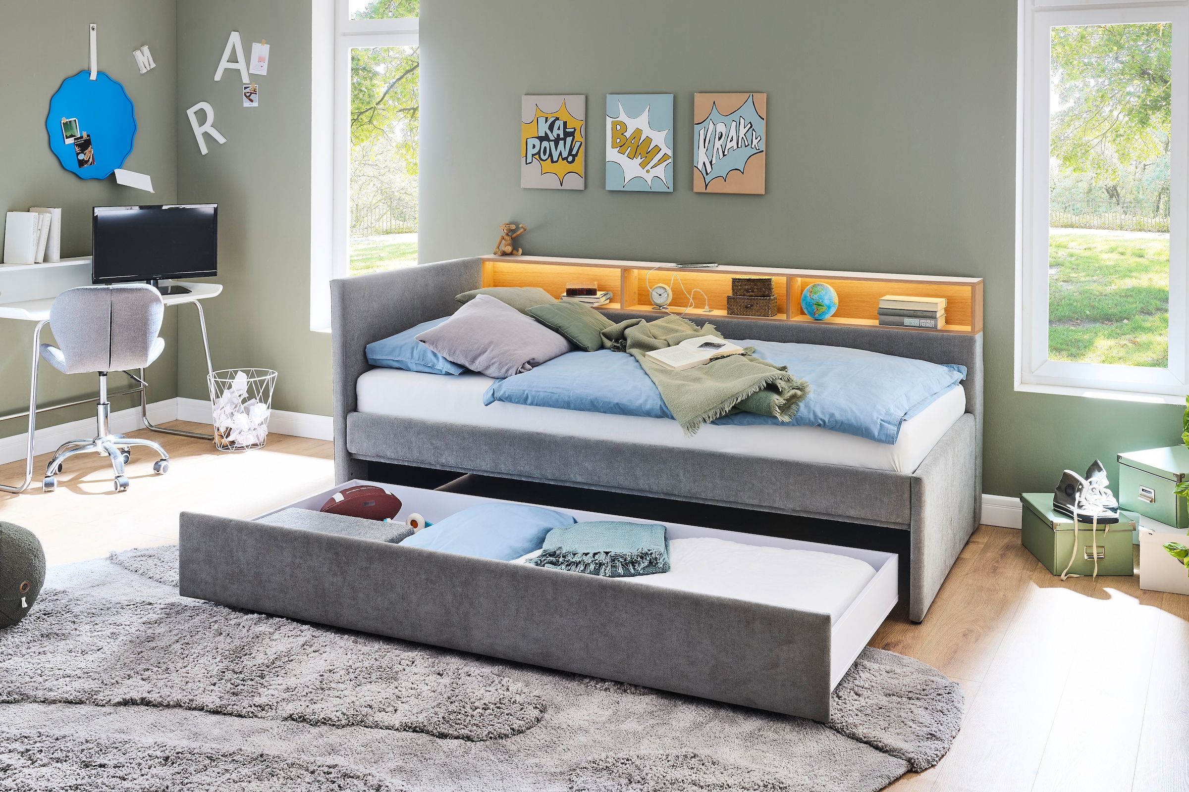 meise.möbel Kinderbett »UNO, Polsterbett wahlweise mit Tandemliege oder Stauraum-Schublade« Liegefläche 90x200, 120x200, 140x200cm