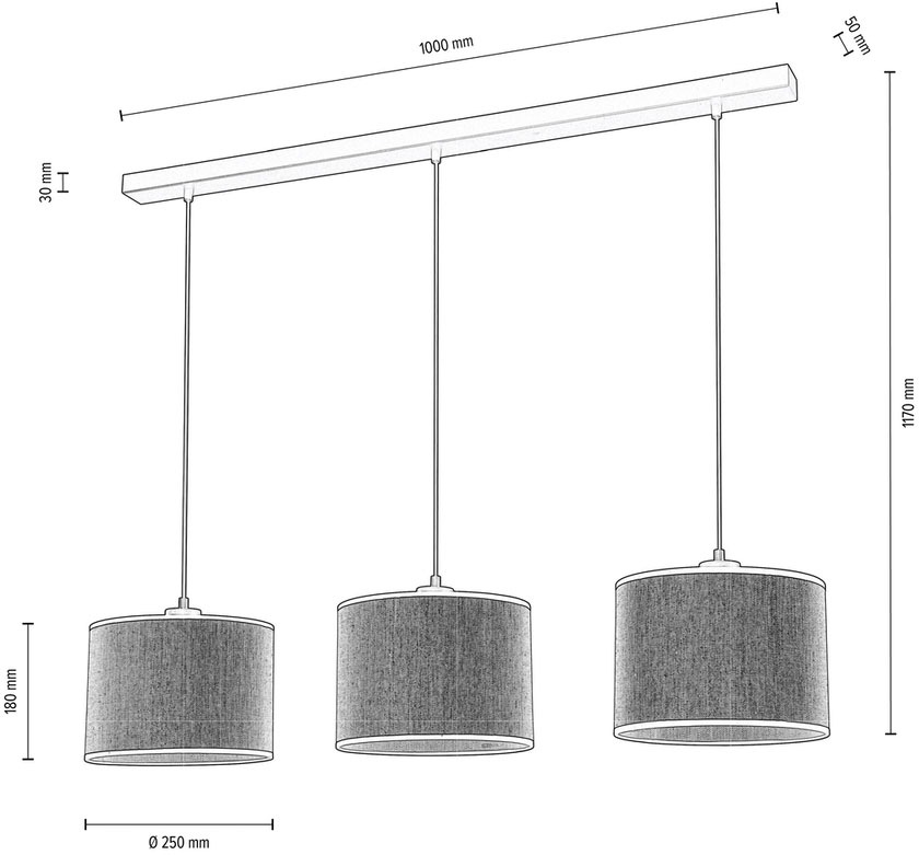 andas Pendelleuchte »Virrat, im skandinavischen Stil«, 3 flammig, Leuchtmittel E27 | Leuchtmittel wechselbar, Pendellampe mit Leinenschirm, im zeitlosen Design, Made in Europe
