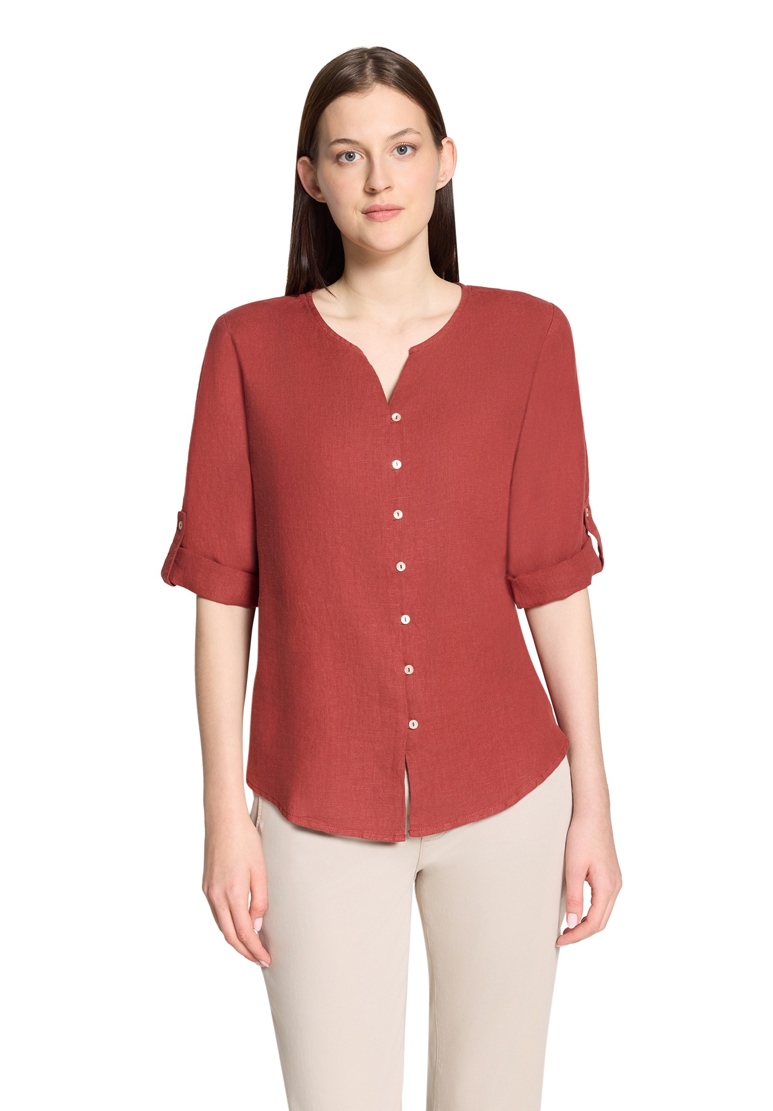 Cartoon Klassische Bluse »Leinenbluse mit V-Ausschnitt«