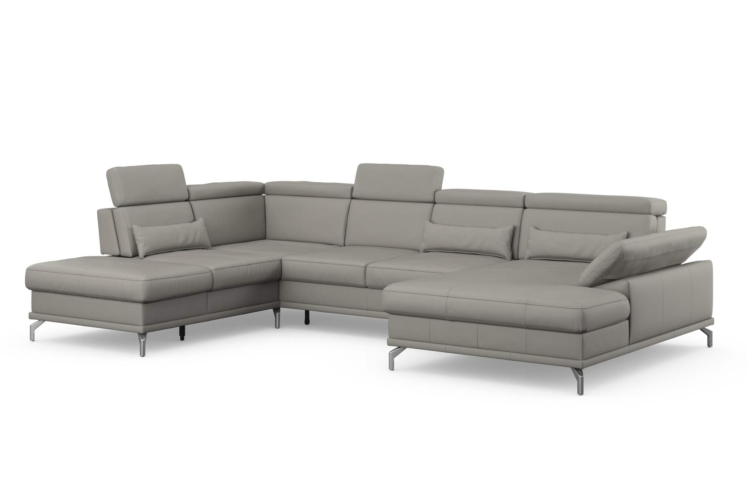 sit&more Wohnlandschaft »Cabrio U-Form, mit Sitztiefenverstellung, Arm- und Kopfteilverstellung«, 3 Nierenkissen, Federkern, optional Bettfunktion und Stauraum