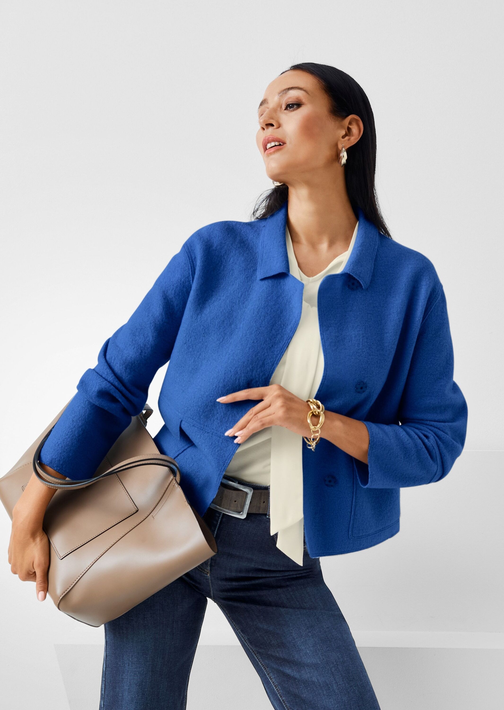 MADELEINE Kurzblazer »Kurzblazer Wollblazer mit Klappkragen und Pattentaschen«
