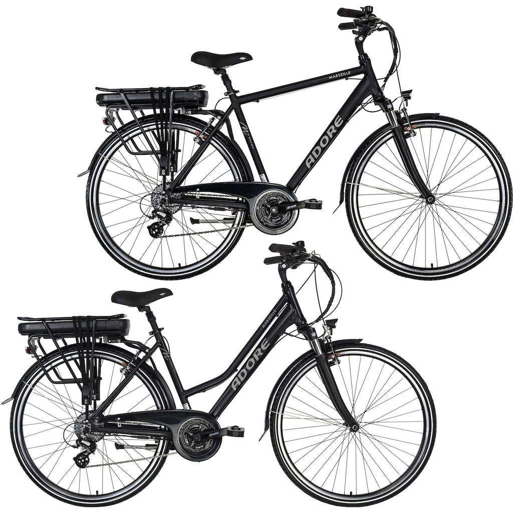 Adore E-Bike »Partnerset Marseille«, 24 Gang, Shimano, Altus, Heckmotor 250 W, (Spar-Set, 2 tlg.)