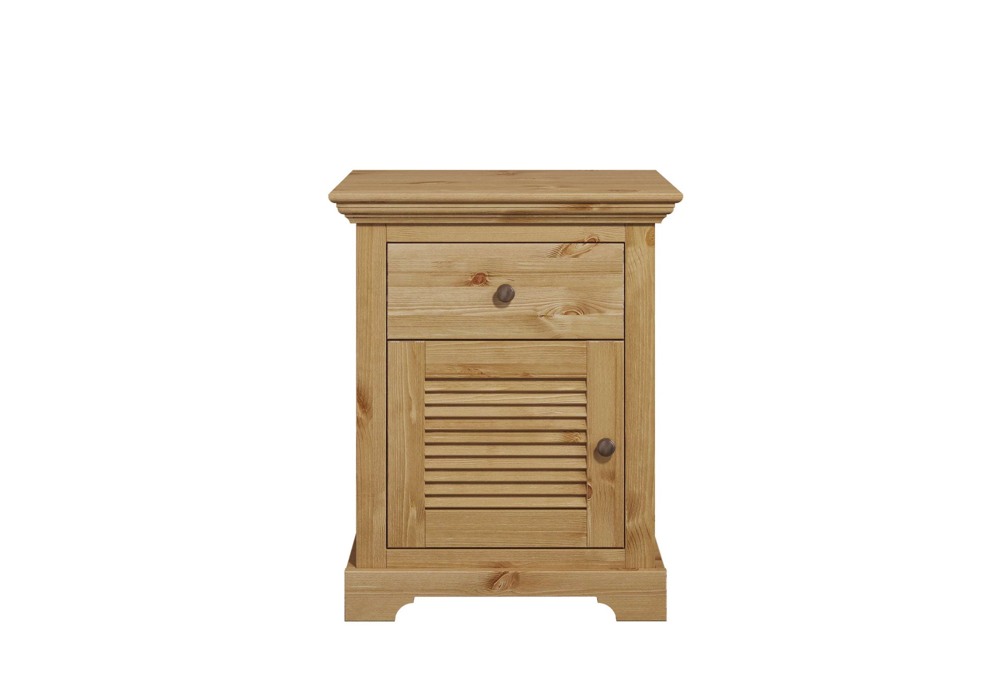 Home affaire Nachtkommode »Rauna, Landhausstil, edles Design mit Lamellen und Kassetten, 2 Farben«, (B/H/T 56/69/39cm), FSC® zertifiziertes Kieferholz, massive Qualität mit viel Stauraum