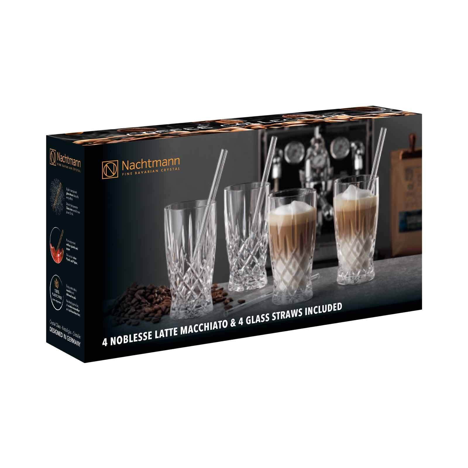 Nachtmann Latte-Macchiato-Glas »Latte Macchiato Set Noblesse 350 ml 8er Set transparent« Erhöhte Bruchfestigkeit, Kristallglas, spülmaschinenfest