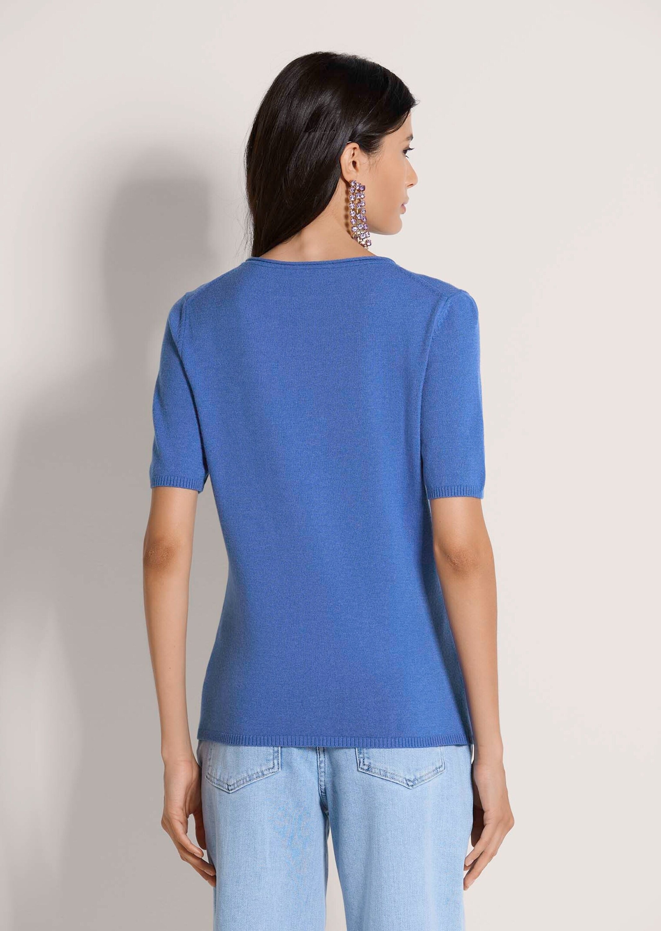 MADELEINE Longpullover »Strickshirt Sommerpulli mit Rollkante« schmale Rippenabschlüsse