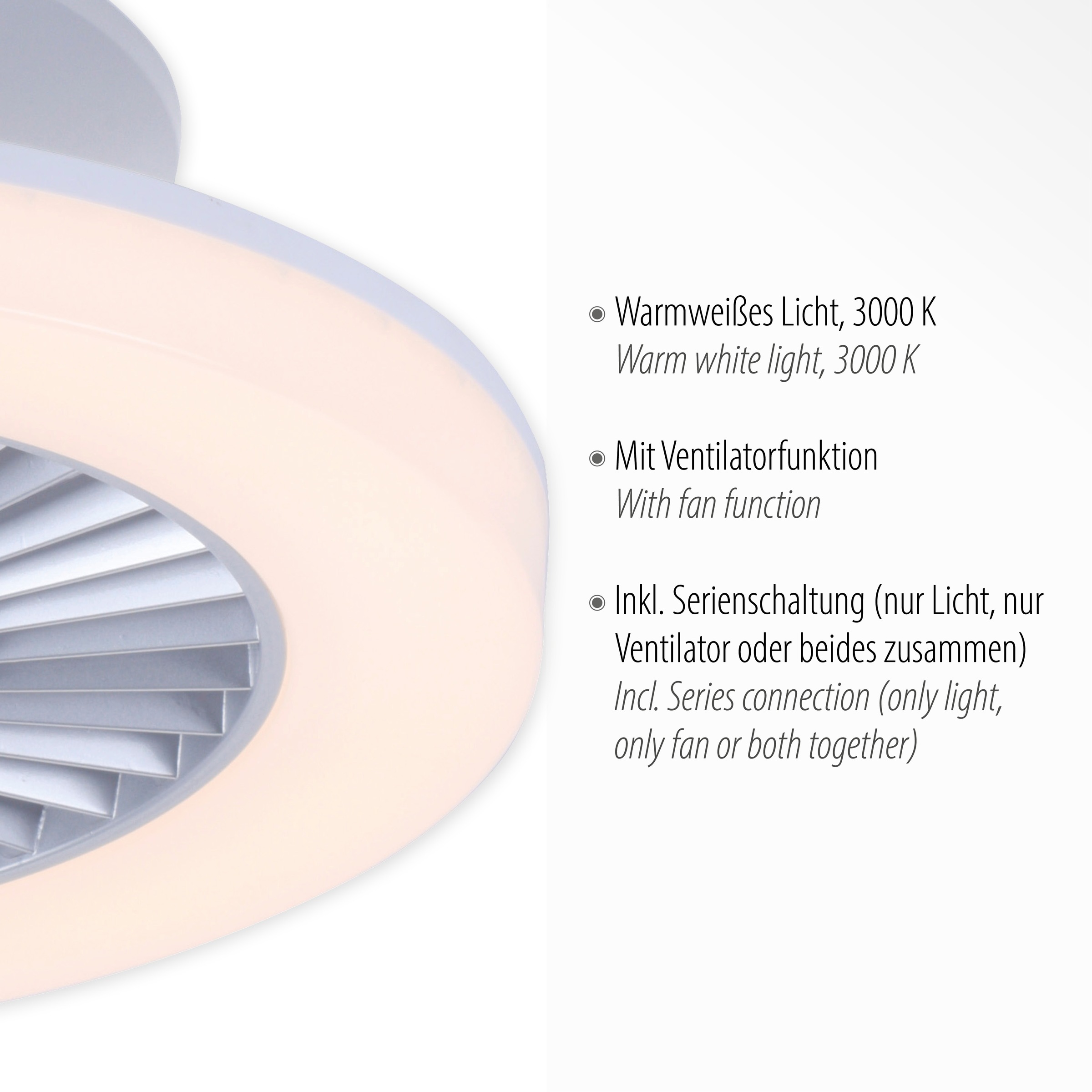 JUST LIGHT LED Deckenleuchte »LEONARD Deckenventilator«, 1 flammig, Leuchtmittel LED-Board | LED fest integriert, Deckenlampe, Ventilator, Serienschalter