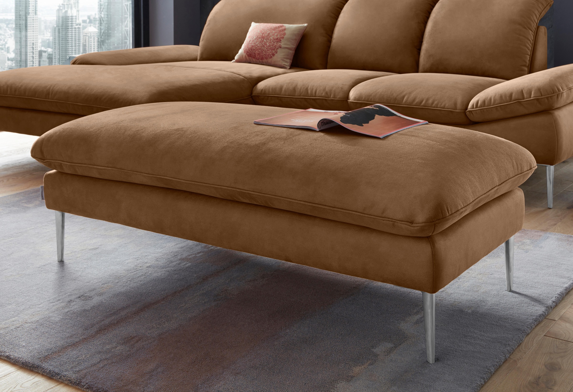 W.SCHILLIG Hocker »enjoy&MORE« Füße Chrom glänzend, Breite 151 cm