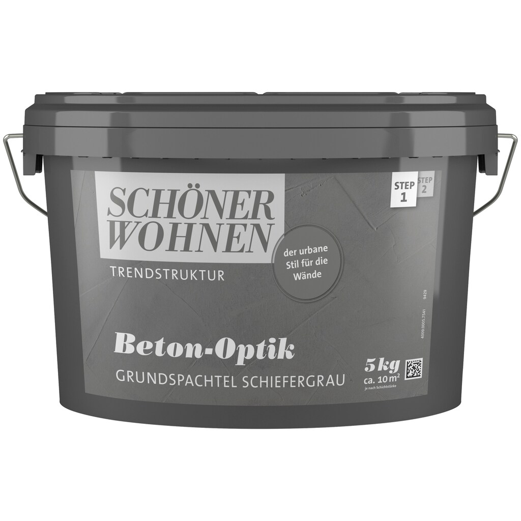 SCHÖNER WOHNEN-Kollektion Spachtelmasse »Betonoptik Grundspachtel«, 5 kg, schiefergrau, Grundspachtelung für die Beton-Optik