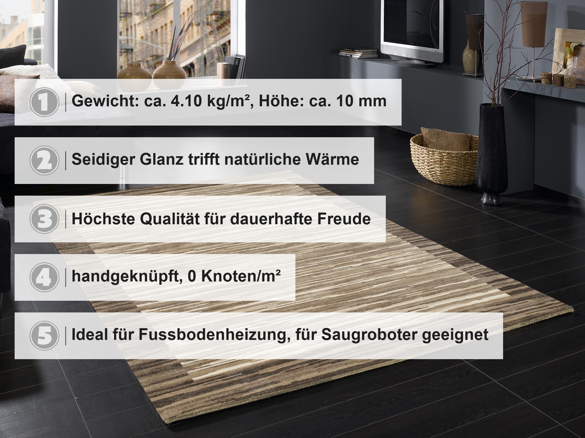 OCI DIE TEPPICHMARKE Orientteppich »Award Nami« rechteckig 6 mm Höhe handgeknüpft, echter Nepal Teppich, Wolle,Wohnzimmer