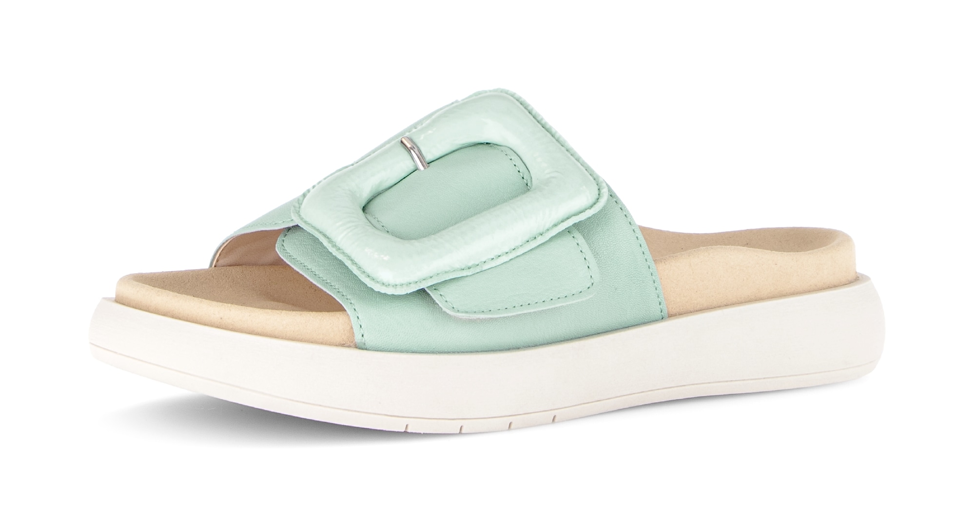 Gabor Pantolette  Plateau, Schlupfschuh, Sommerschuh mit großer Zierschnalle