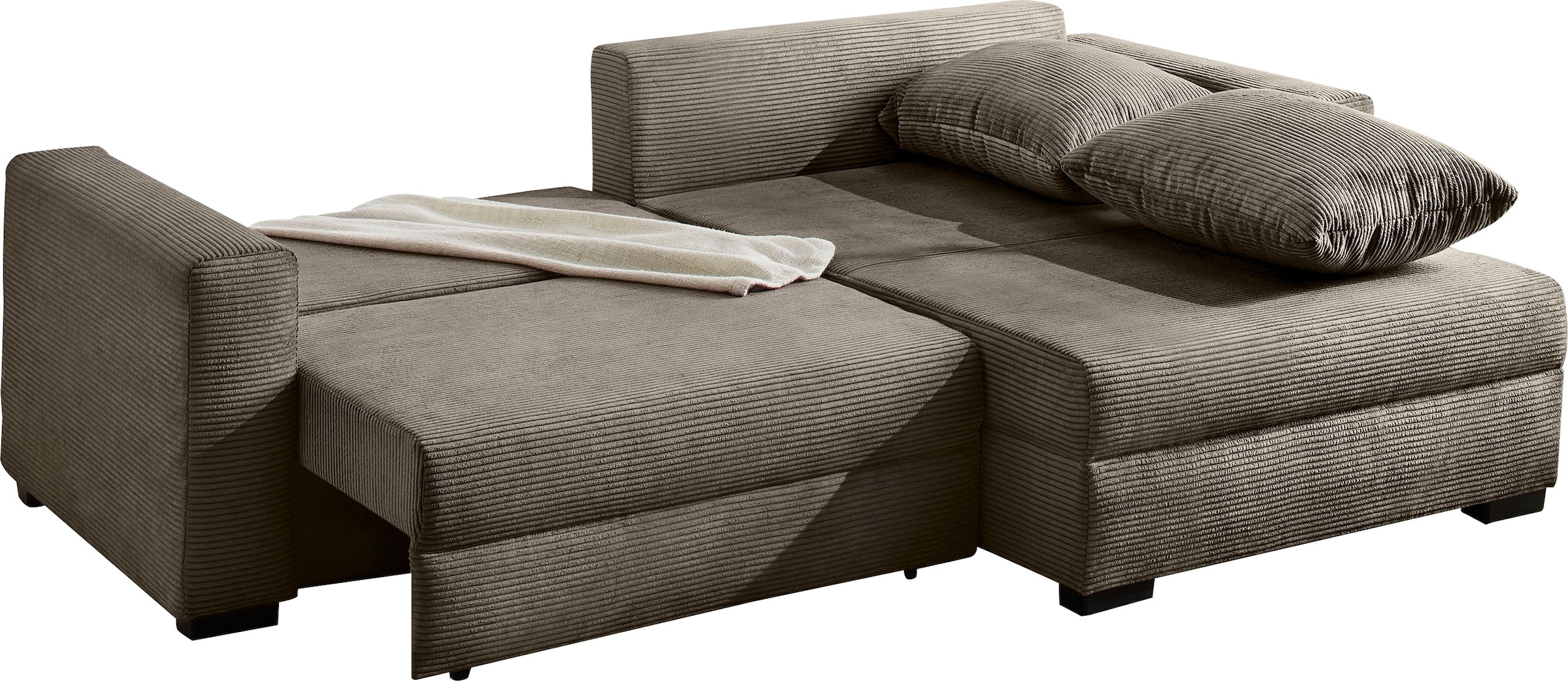 Jockenhöfer Gruppe Ecksofa »Saalbach, L-Form, Breite 261cm«, inkl. Bettfunktion & Bettkasten, Ottomane links/rechts montierbar