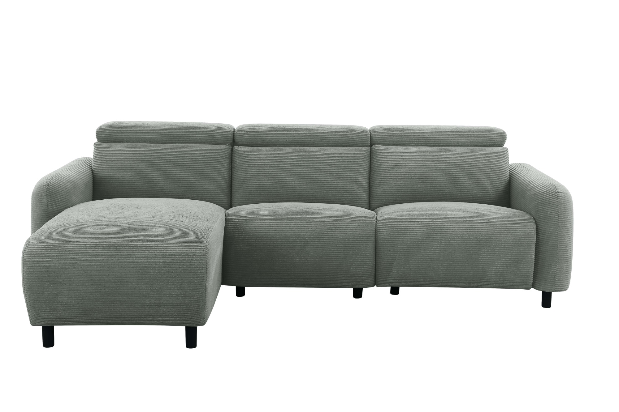 Home affaire Ecksofa »SKAANE in Cord, L-Form, 274 cm, manuelle u. elektrische Funktion,«, rundes Design, Kopfteilverstellung, Federkernpolsterung