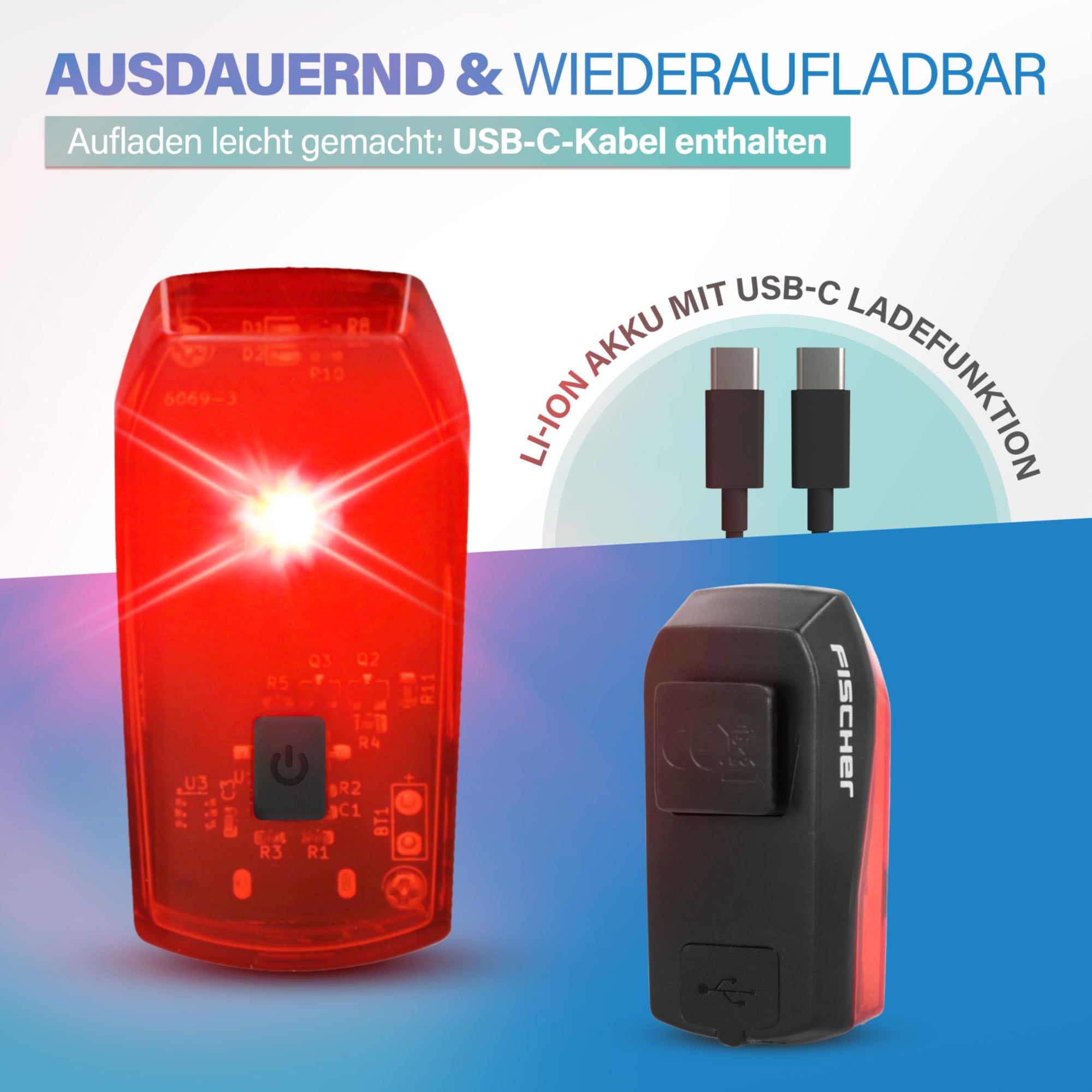 FISCHER Fahrrad Fahrrad-Rücklicht »Akku-Rücklicht “Basic”«