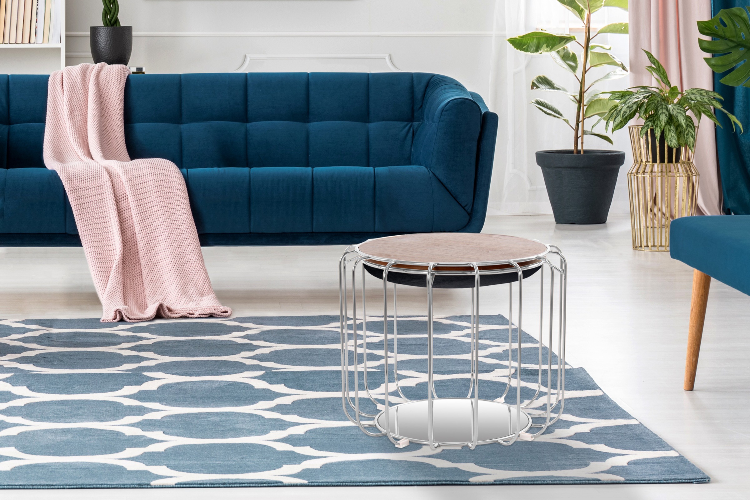 Kayoom Beistelltisch »Pouf Comfortable 110, abnehmbares und wendbares Oberteil«, (1 St.), praktisch umzuwandeln in Tisch oder Hocker, mit Spiegelglas
