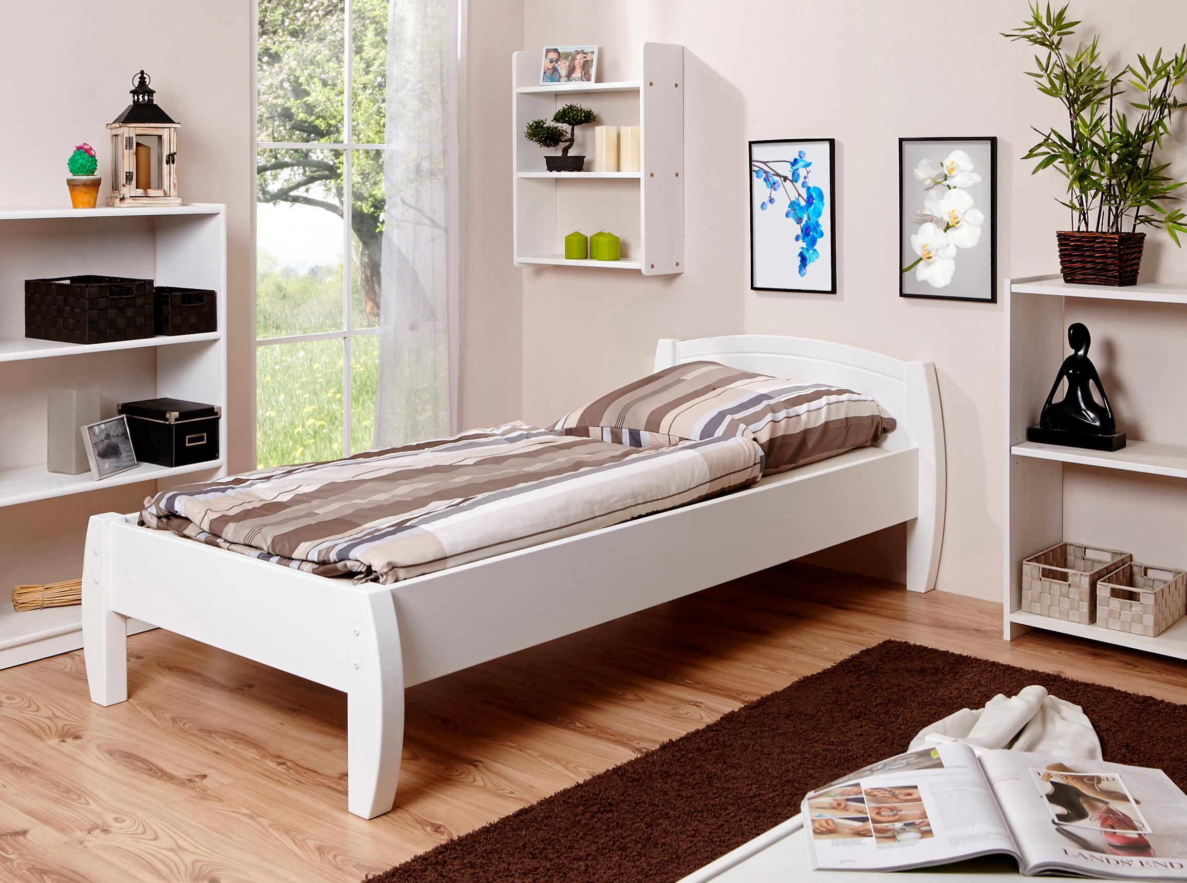 Ticaa Massivholzbett »Jasmin« in diversen Breiten in weiß, Größe Liegefläche B/L: 90 cm x 200 cm