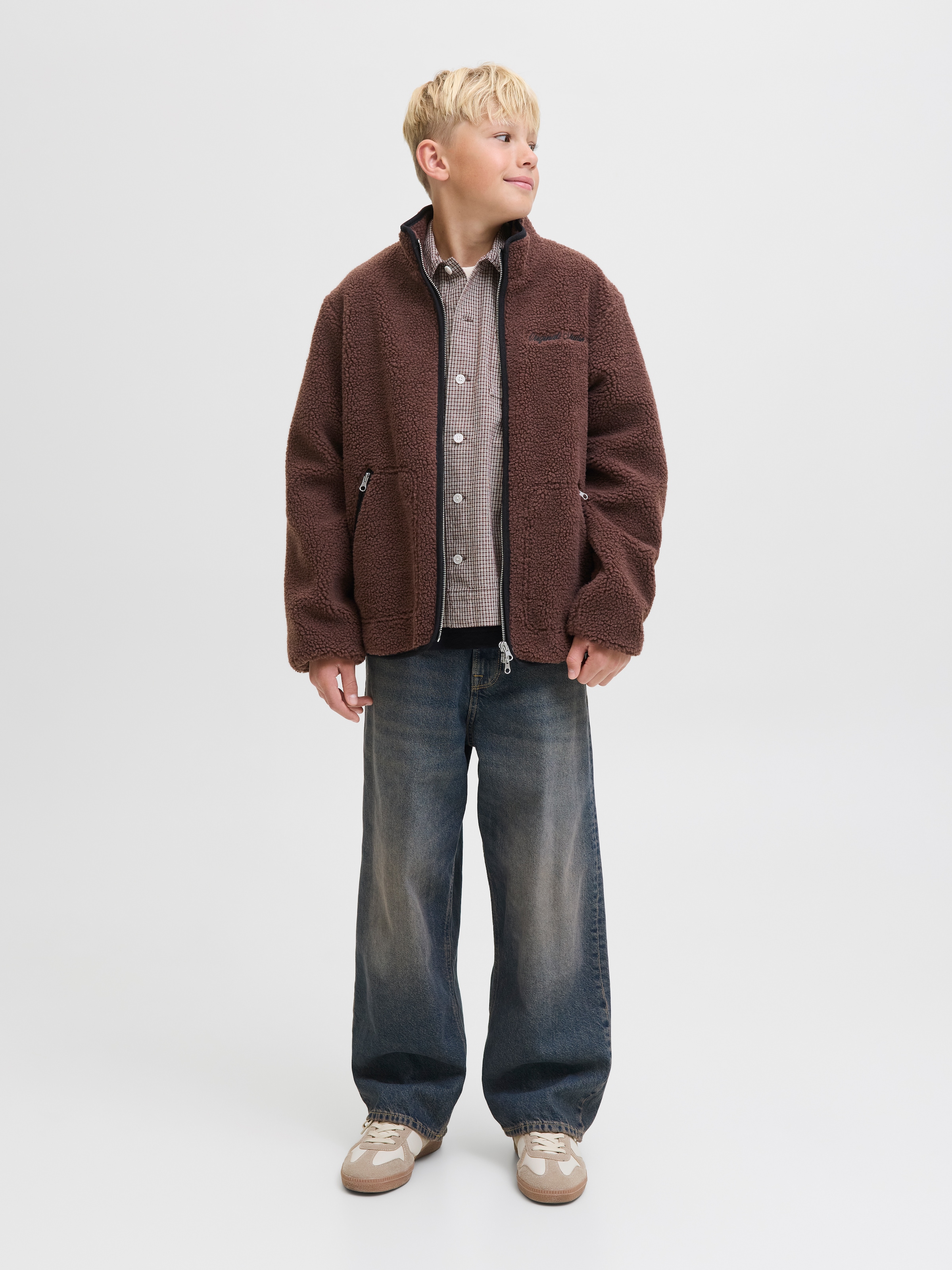 Jack & Jones Junior Fleecejacke »JORNORREBRO TEDDY JACKET JNR«, ohne Kapuze, Mit stylischem Muster