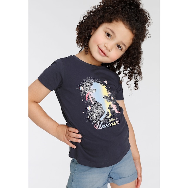 KIDSWORLD T-Shirt »believe in Unicorns«, mit Glitzerdruck kaufen bei OTTO
